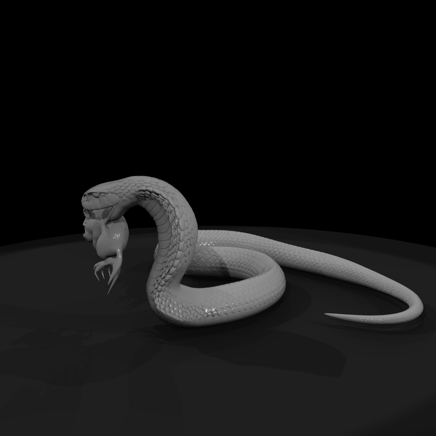 Coiled Cobra with Rat — Stylized