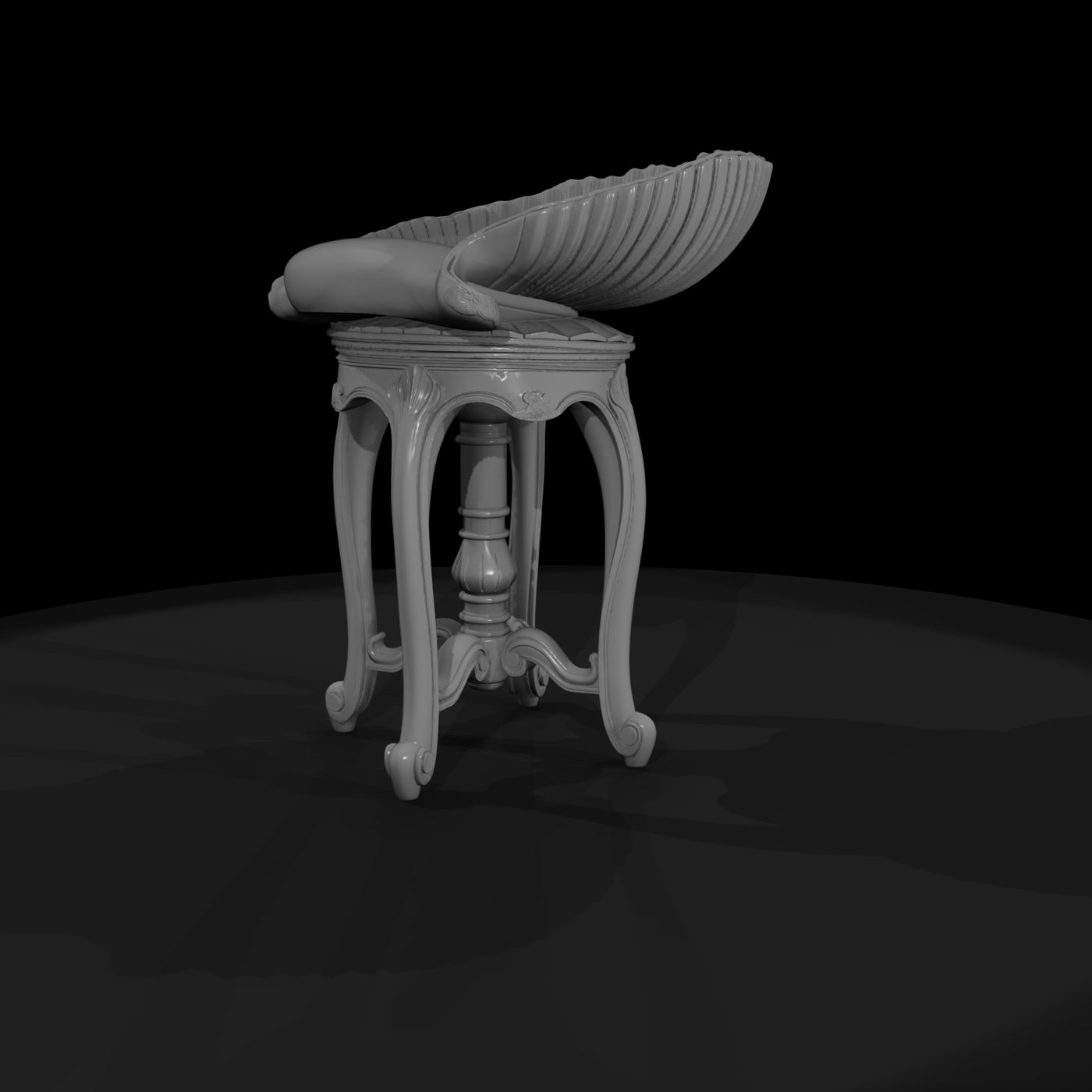 Rococo Shell-Back Vanity Stool
