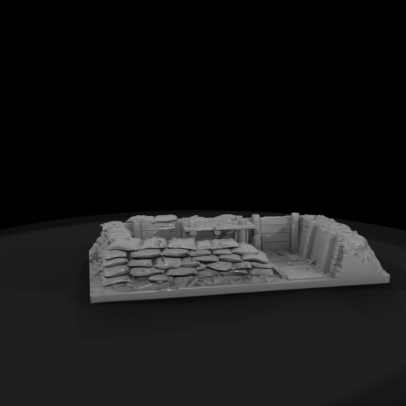 Fighting Trench Section with Sandbags