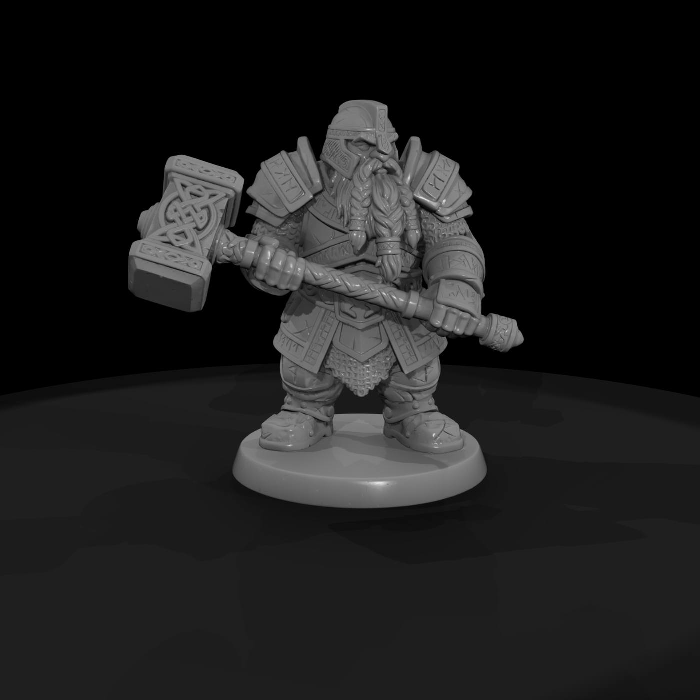 Armored Dwarf Warrior with Warhammer
