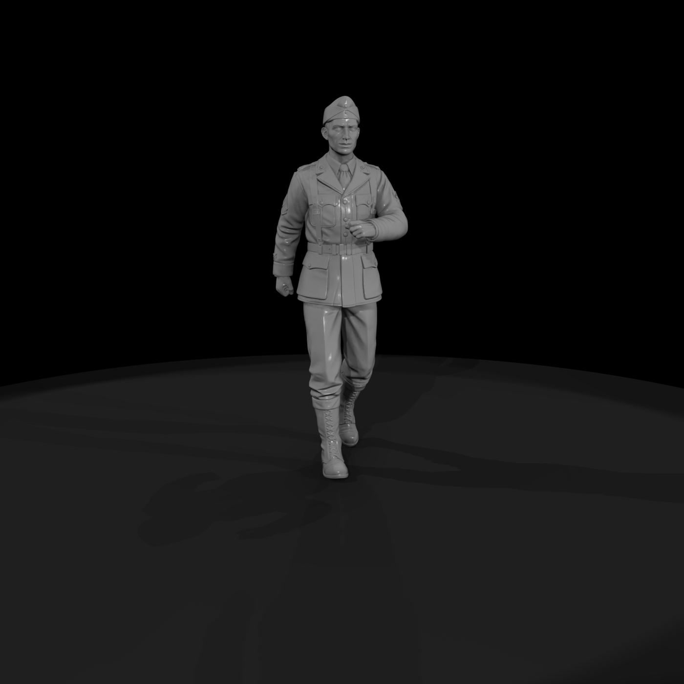 WWII Soldier Walking with Canteen