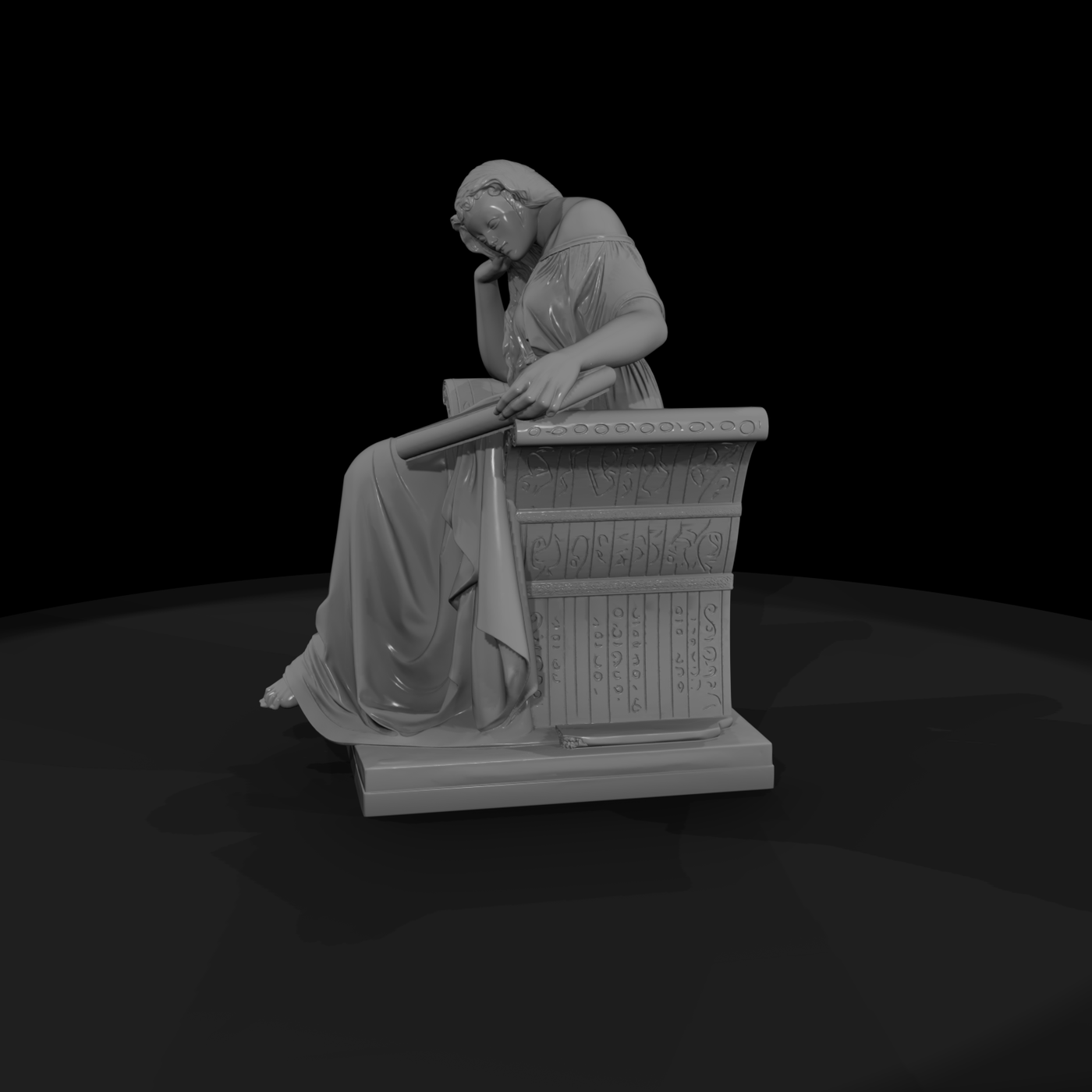 Neoclassical Seated Woman Reading Statue