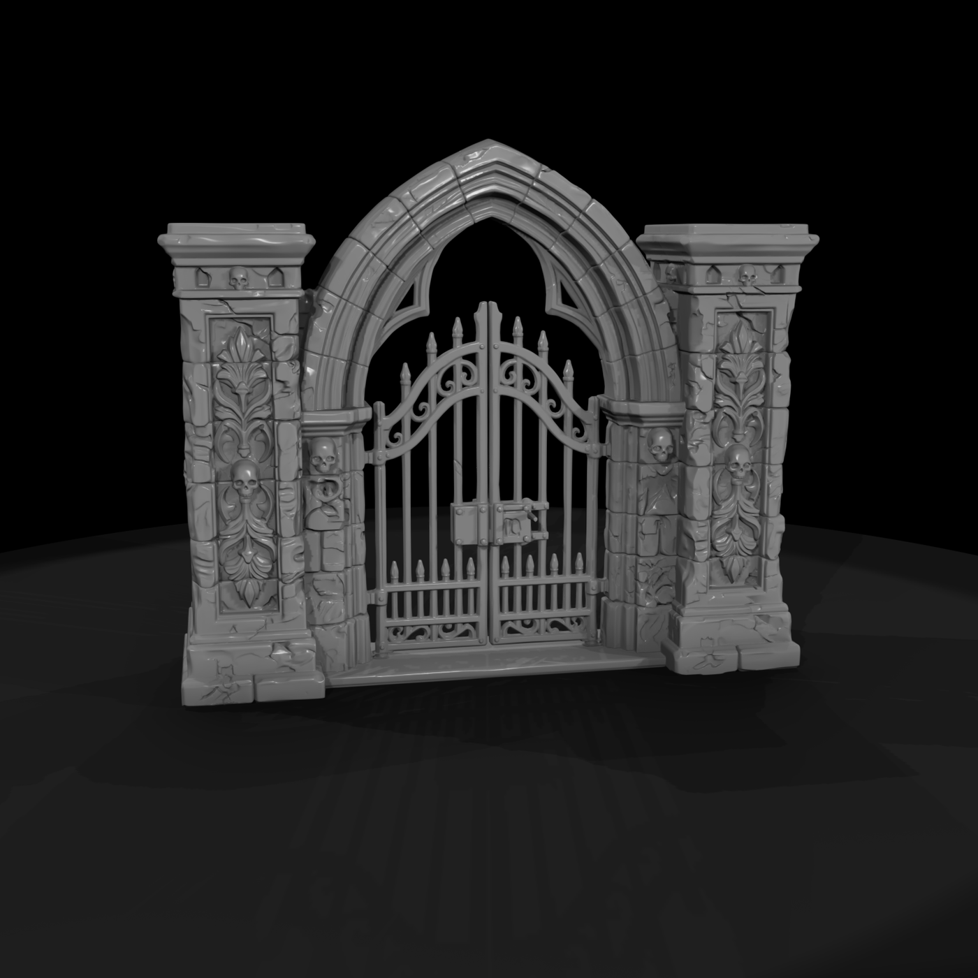 Gothic Cemetery Gate with Iron Doors
