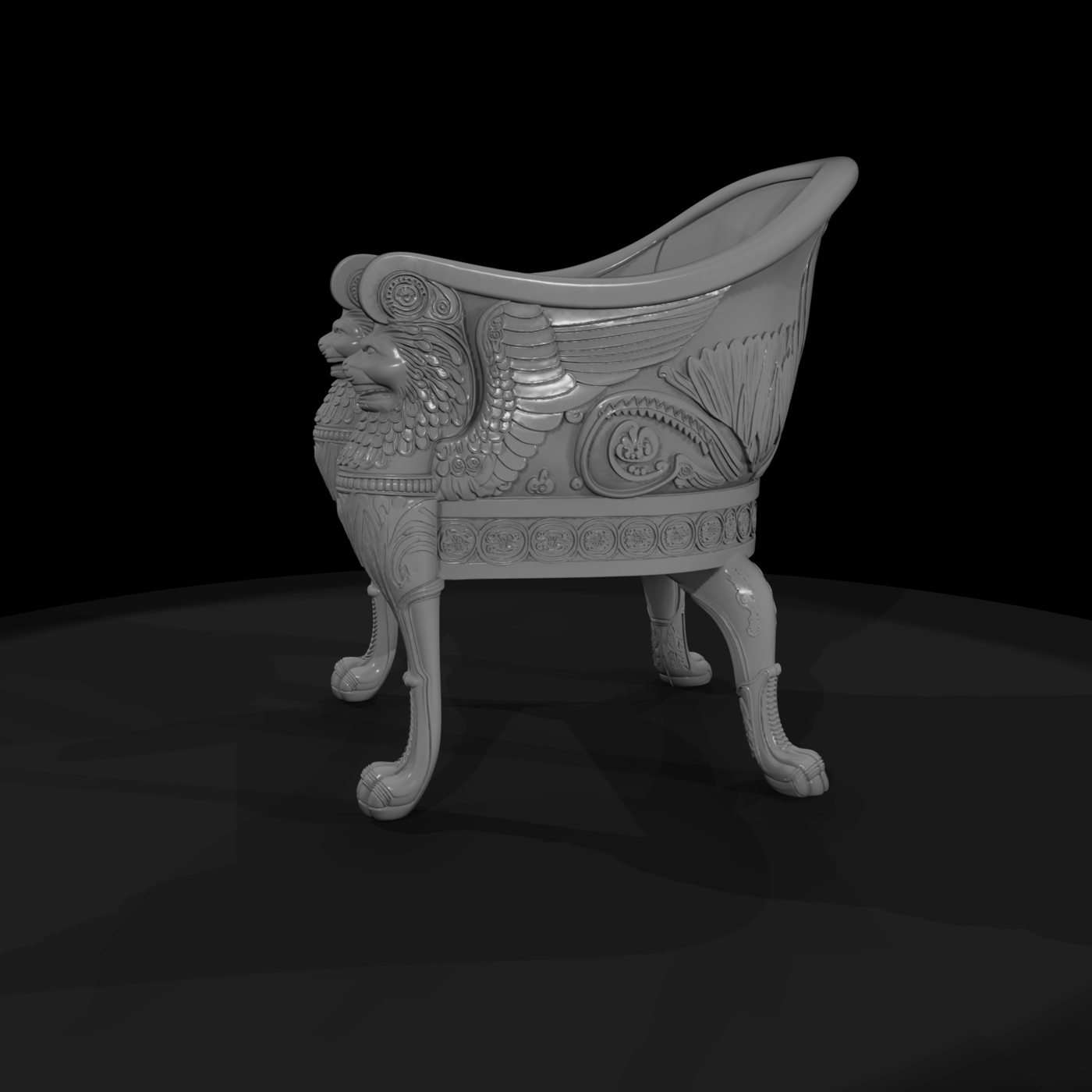 Neoclassical Lion-Griffin Armchair