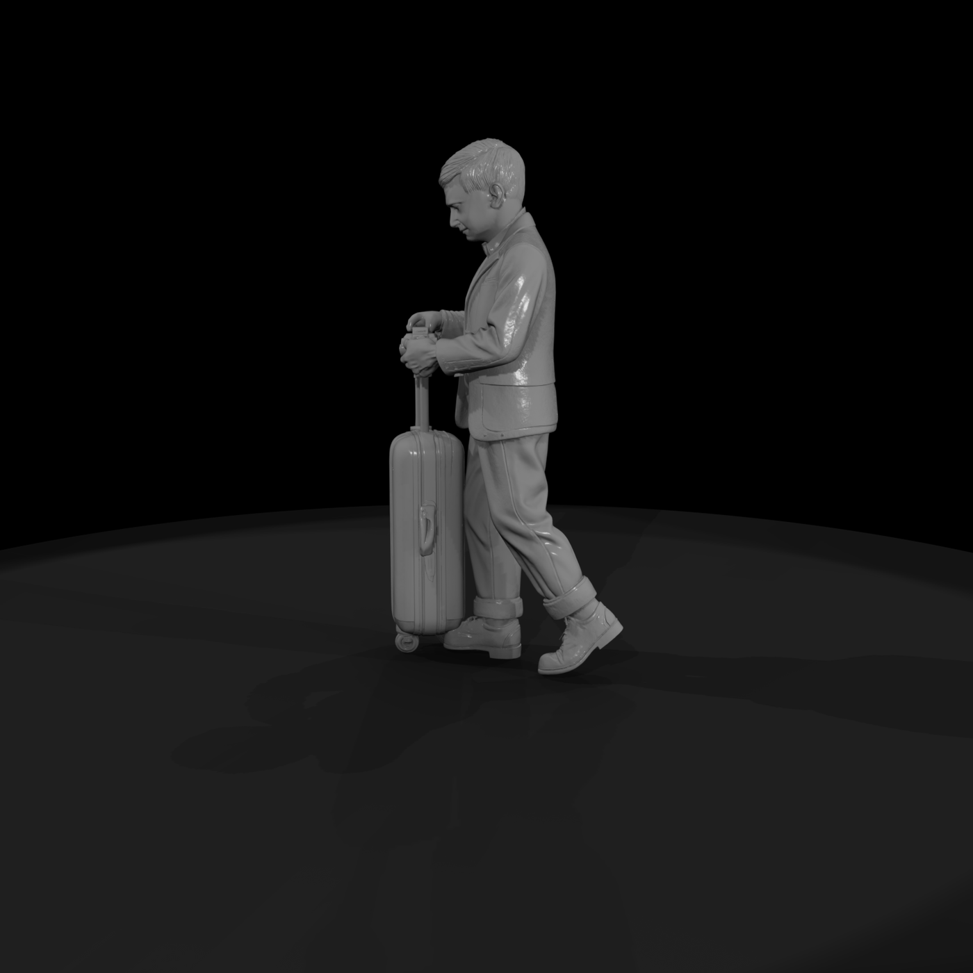 1950s Teen Passenger with Luggage — Boy