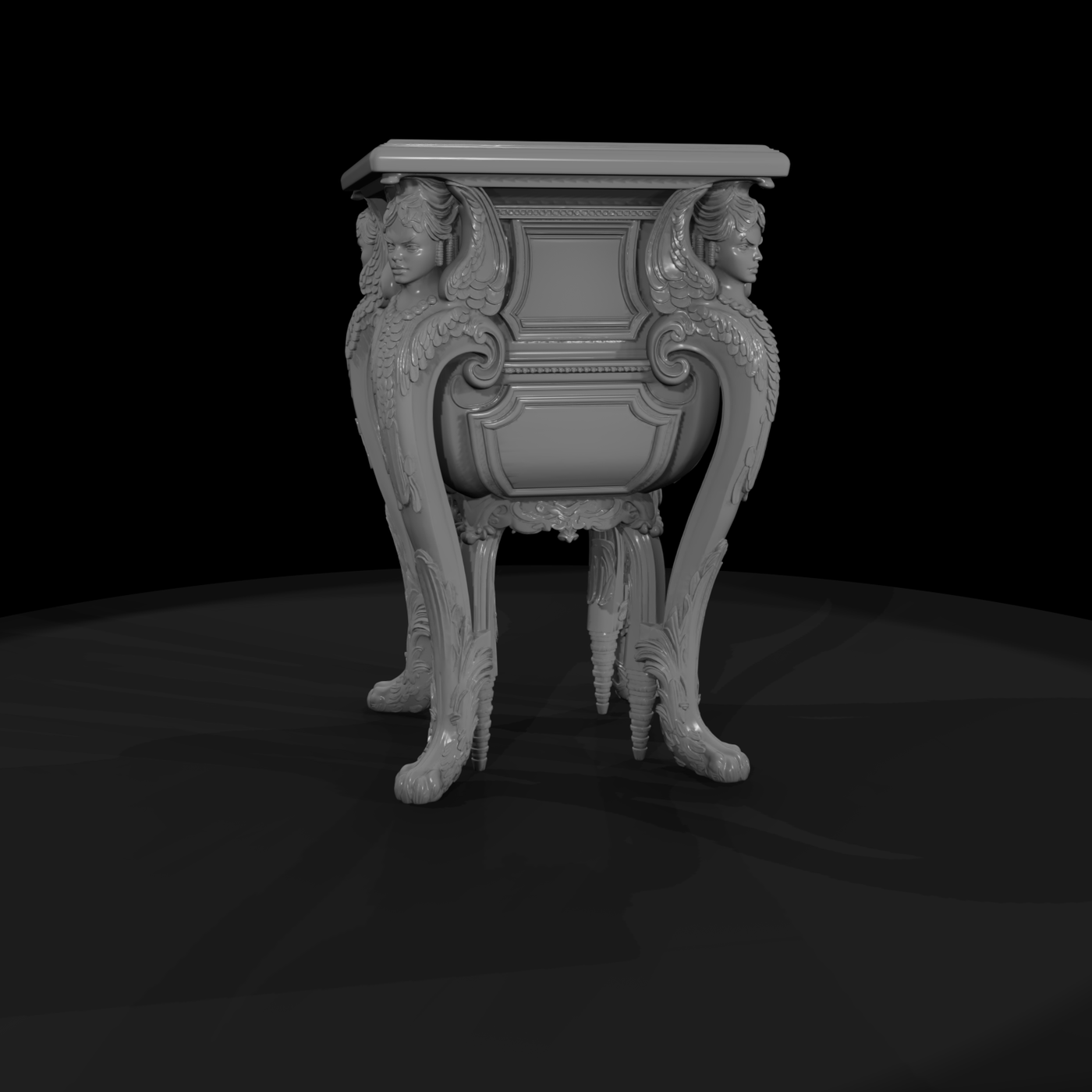 Rococo Winged-Bust Side Table