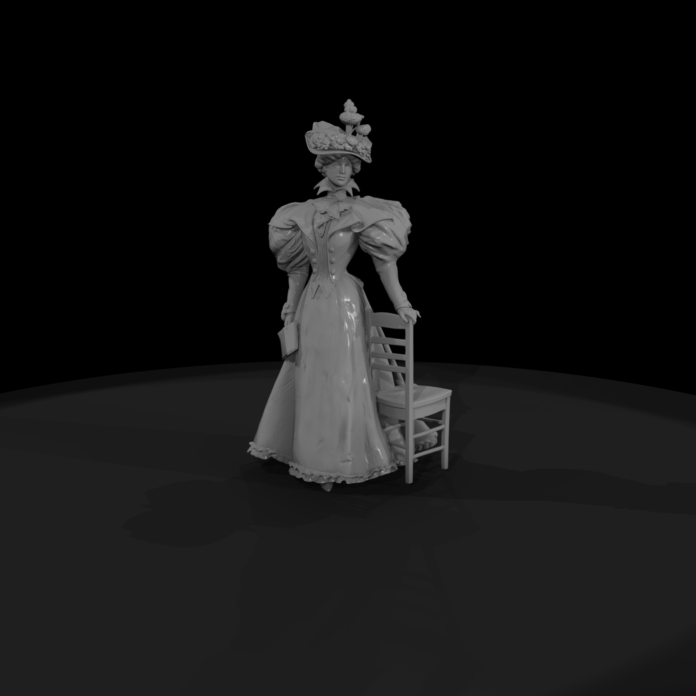 Victorian Lady with Chair and Book