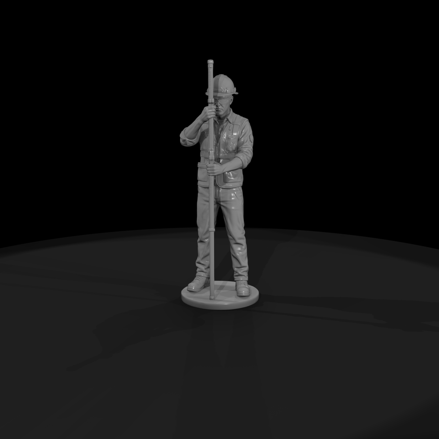 Surveyor Holding a Leveling Rod