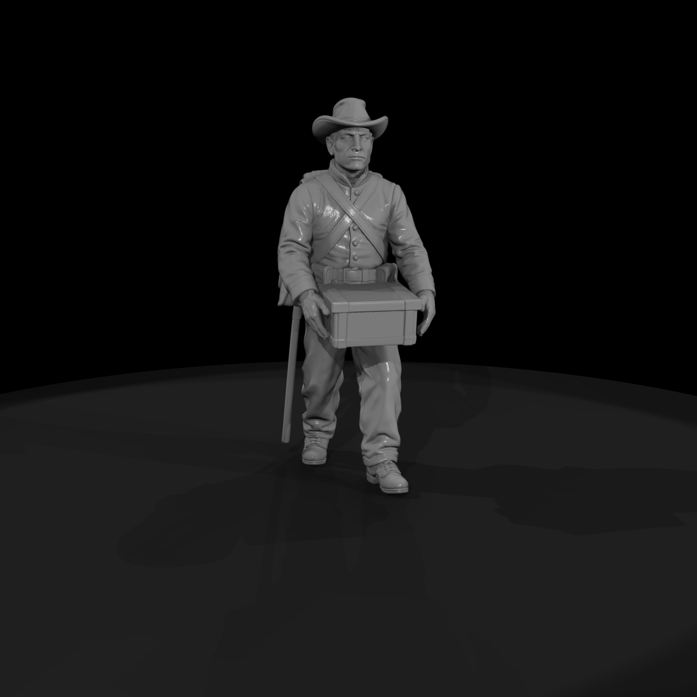 Civil War Confederate Soldier with Crate