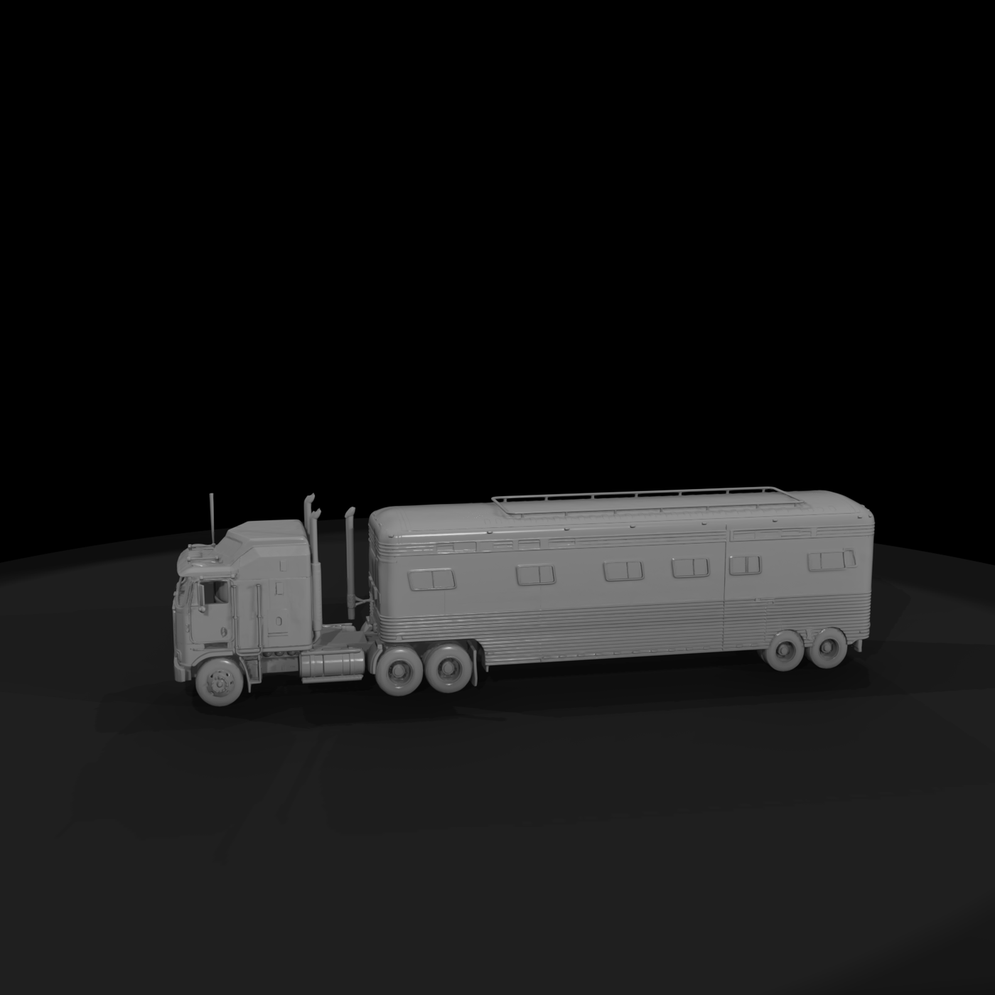 Cabover Semi Truck with Enclosed Trailer