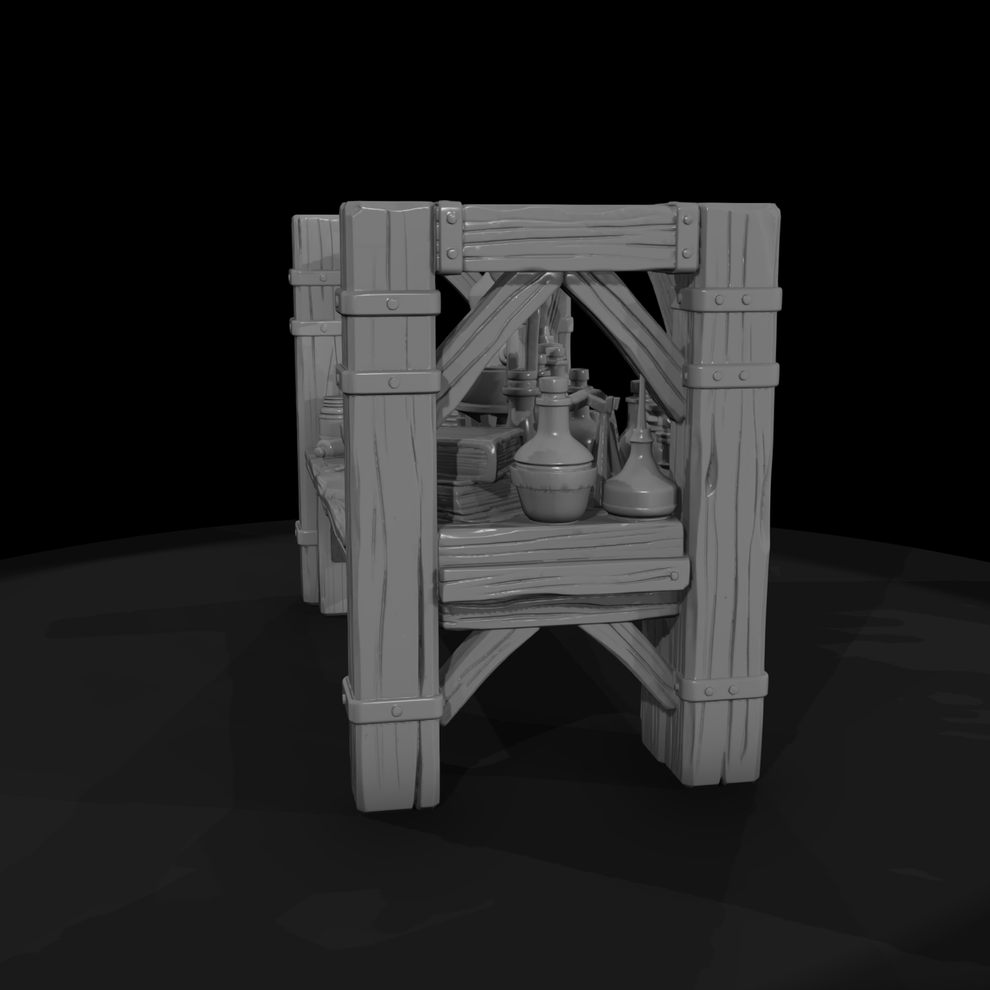 Stylized Fantasy Alchemist Workbench 3D Model Cpd7