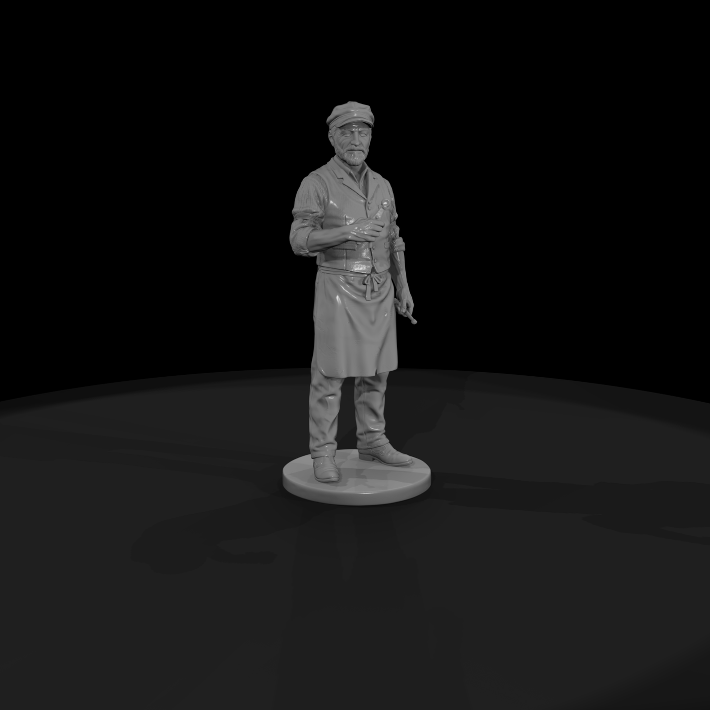 Old-Time Village Tradesman with Tool