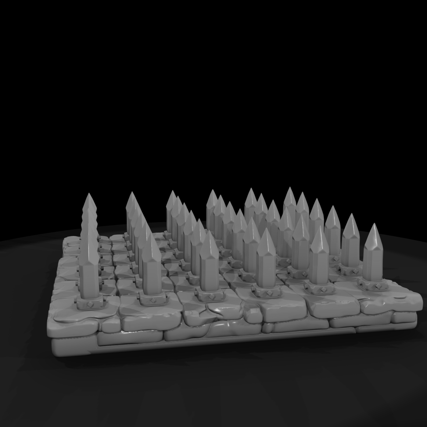 Stylized Fantasy Stone Spiked Trap 3D Model Uzytep