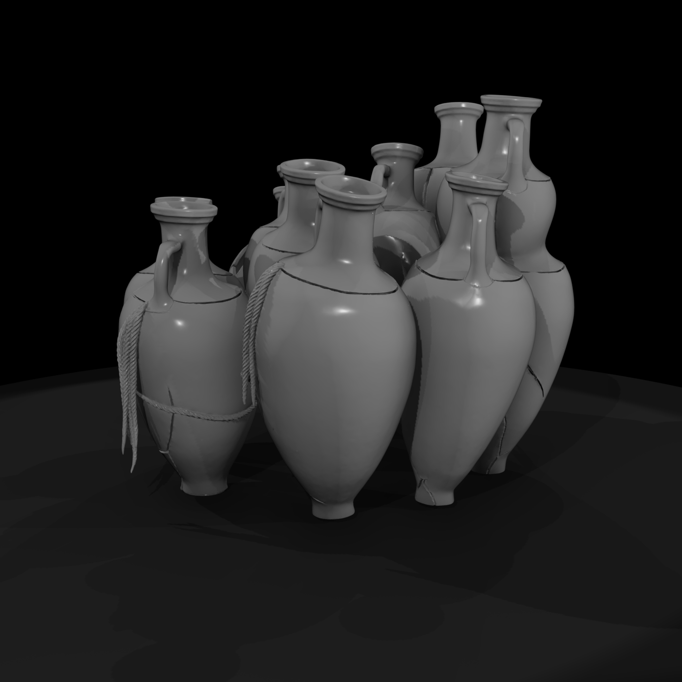 Weathered Ancient Amphora Set