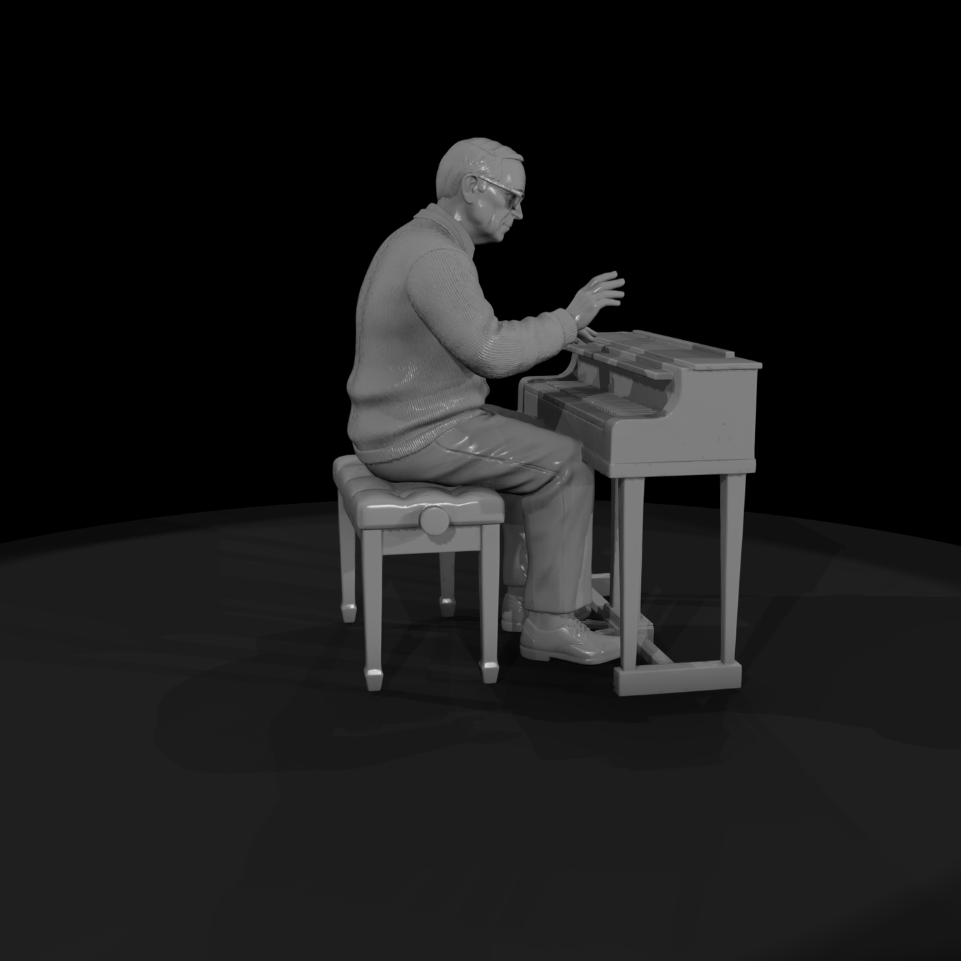 0160 Elderly Retiree Piano