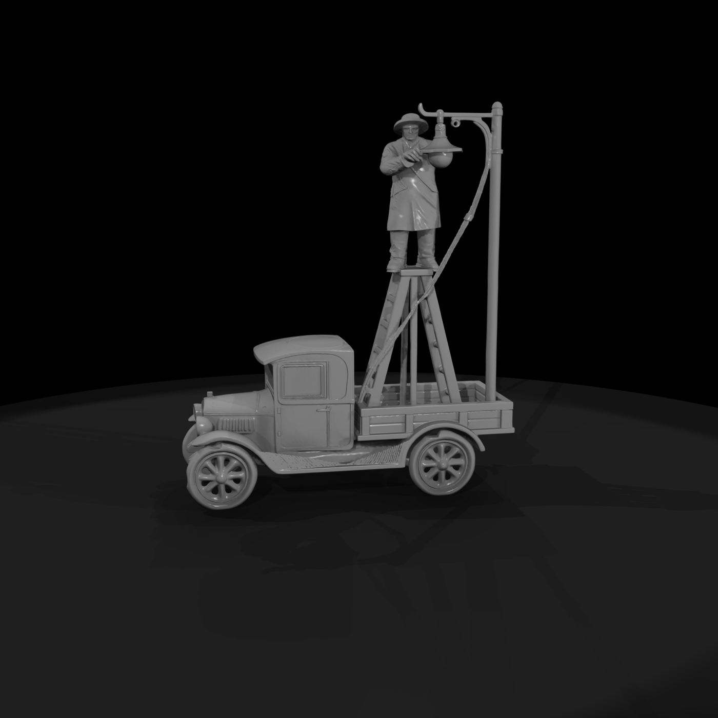 1920s Lamplighter Truck with Worker