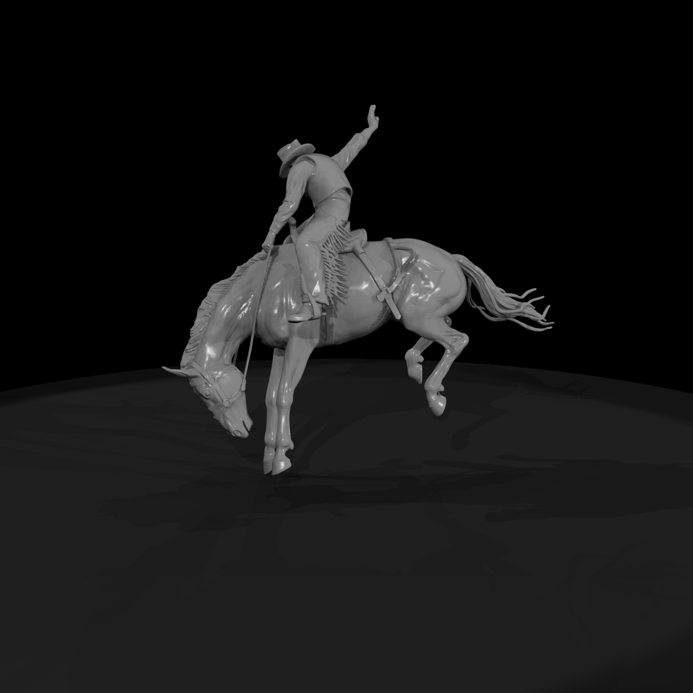 Rodeo Cowboy on Bucking Horse
