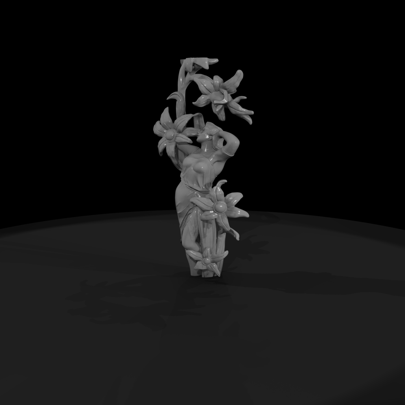 Neoclassical Floral Maiden Statue