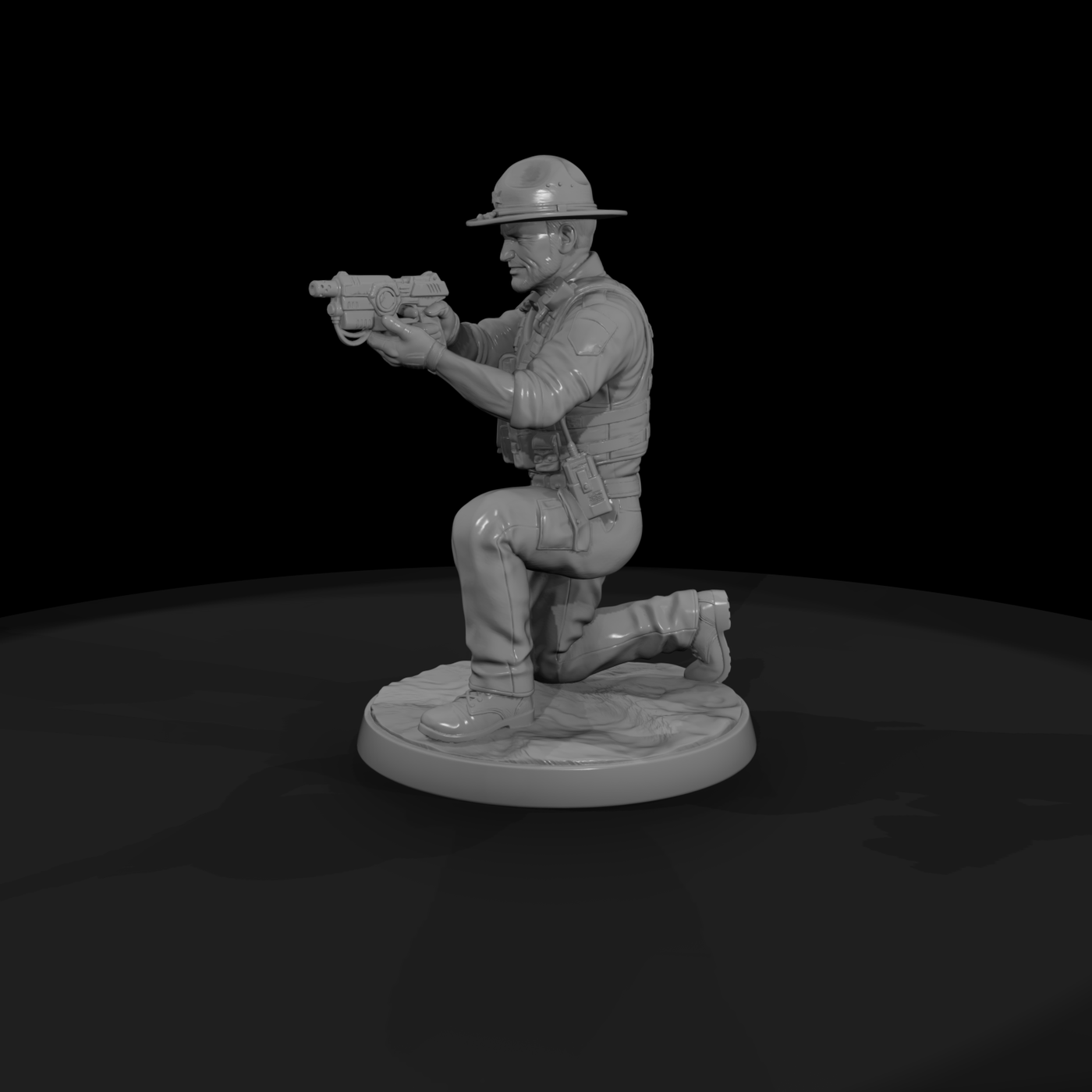 Frontier Lawman Kneeling with Energy Pistol