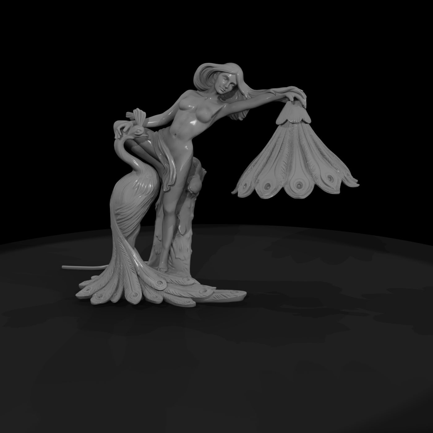 Peacock Maiden with Trailing Gown