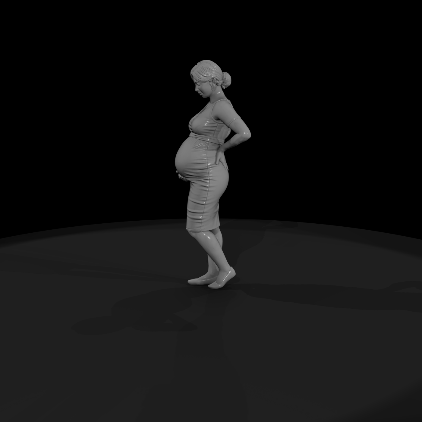 Expectant Mother Cradling Her Belly