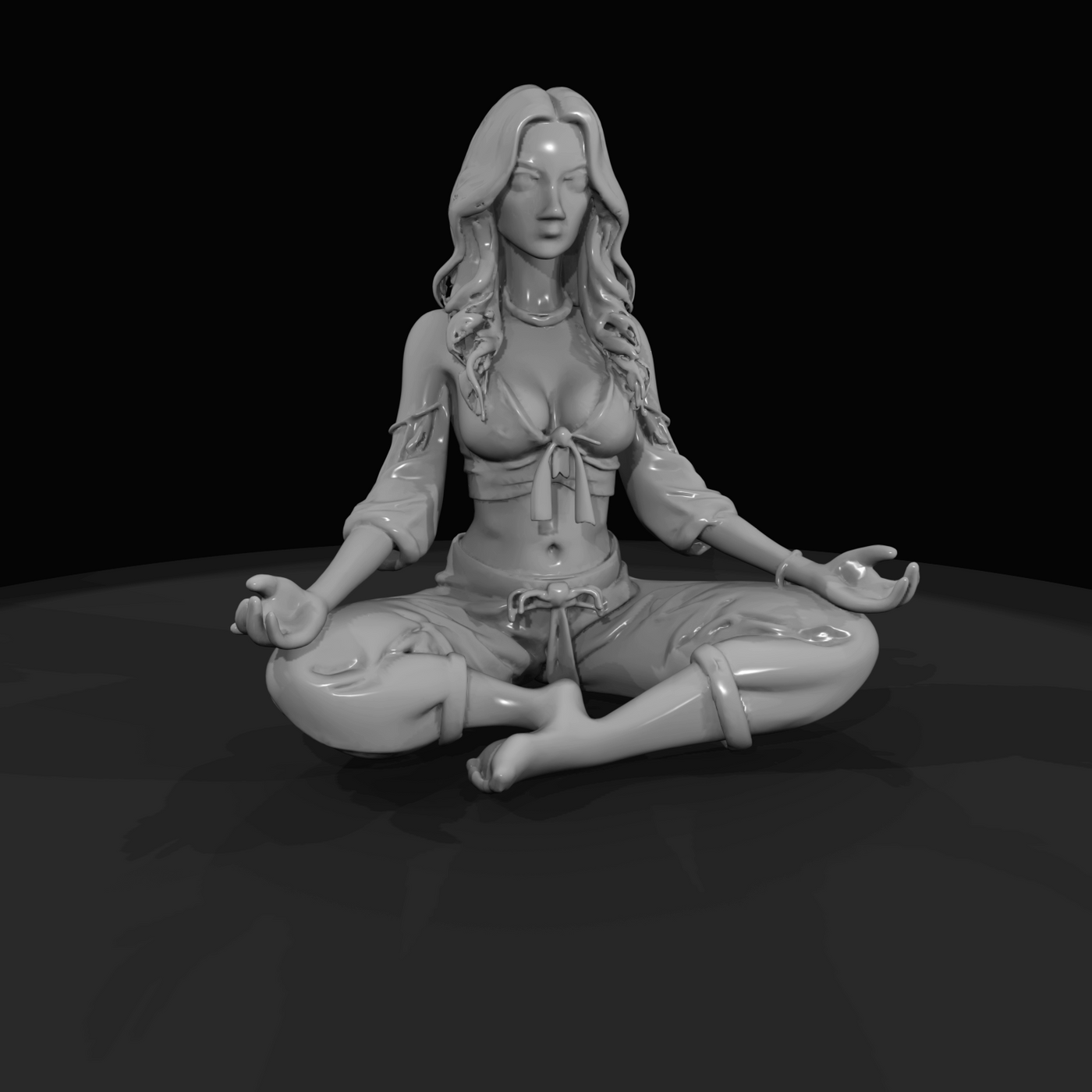Meditating Woman in Lotus Pose