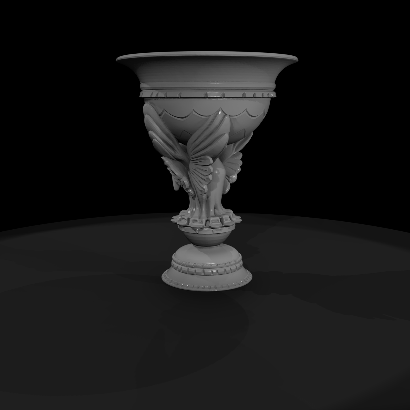 Neoclassical Swan Urn with Ornate Pedestal — & Display