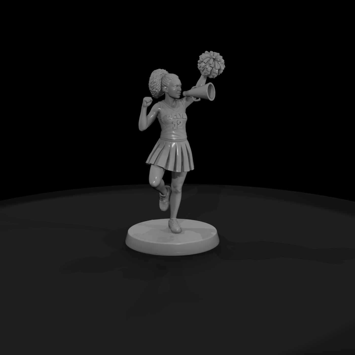 Cheerleader with Pom-Poms and Megaphone