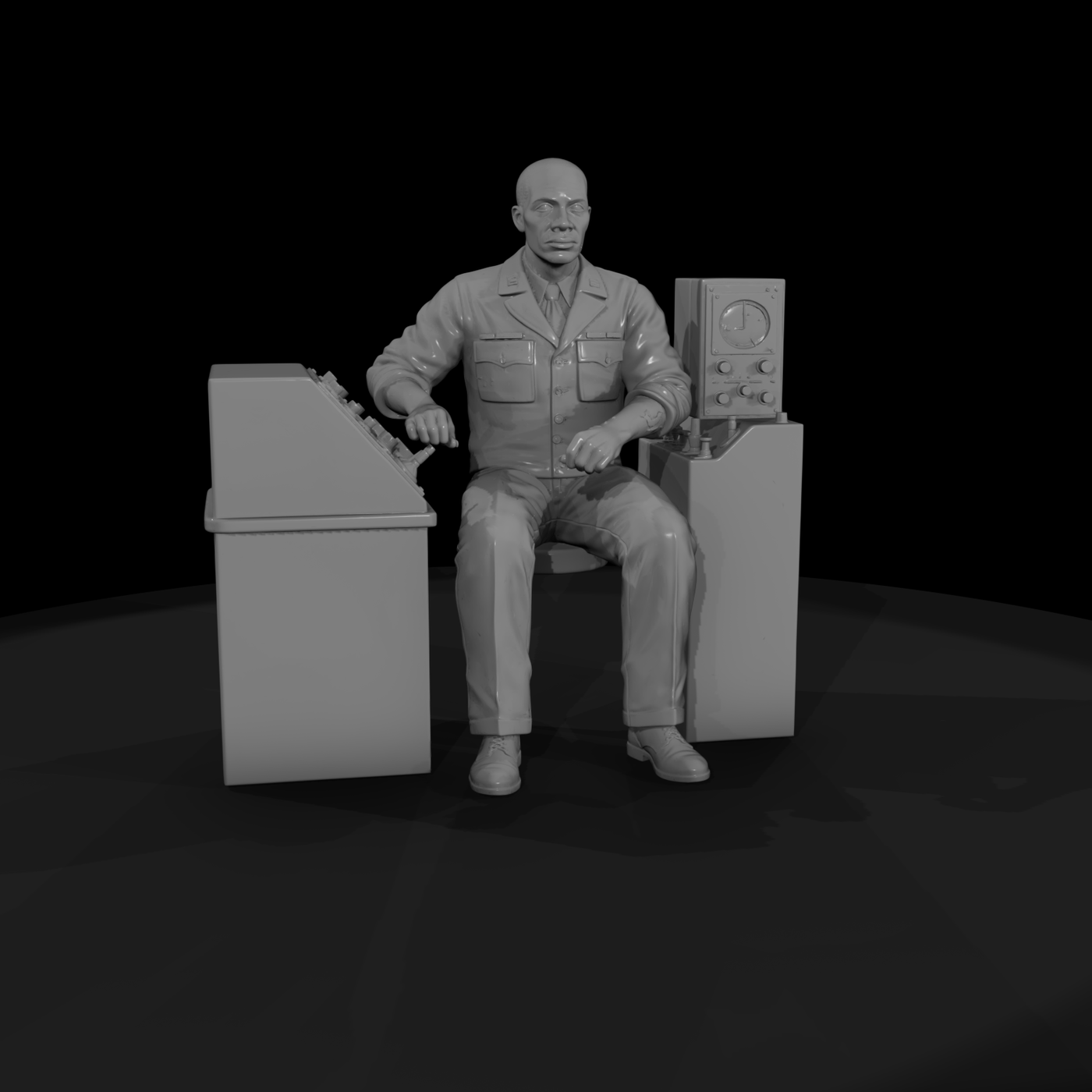 WWII US Officer at Field Radio