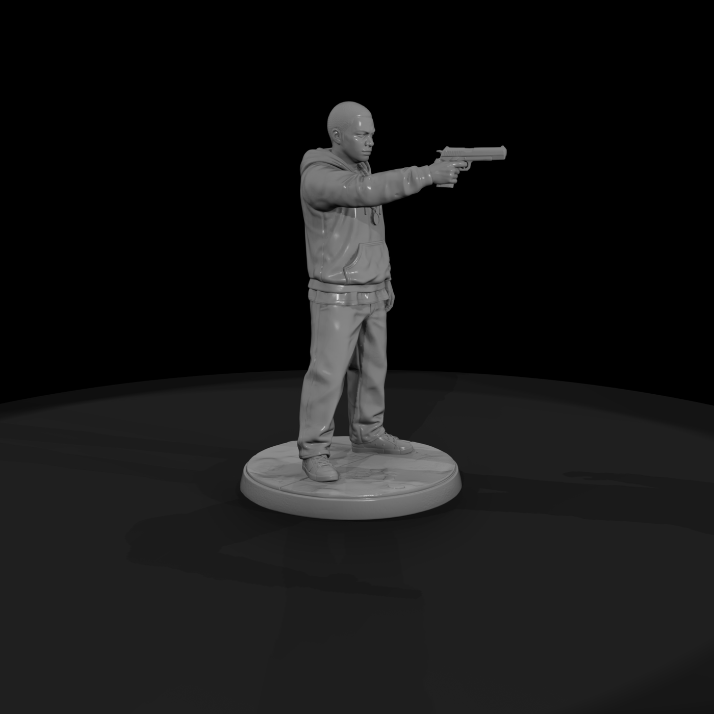 Street Gunman in Hooded Sweatshirt