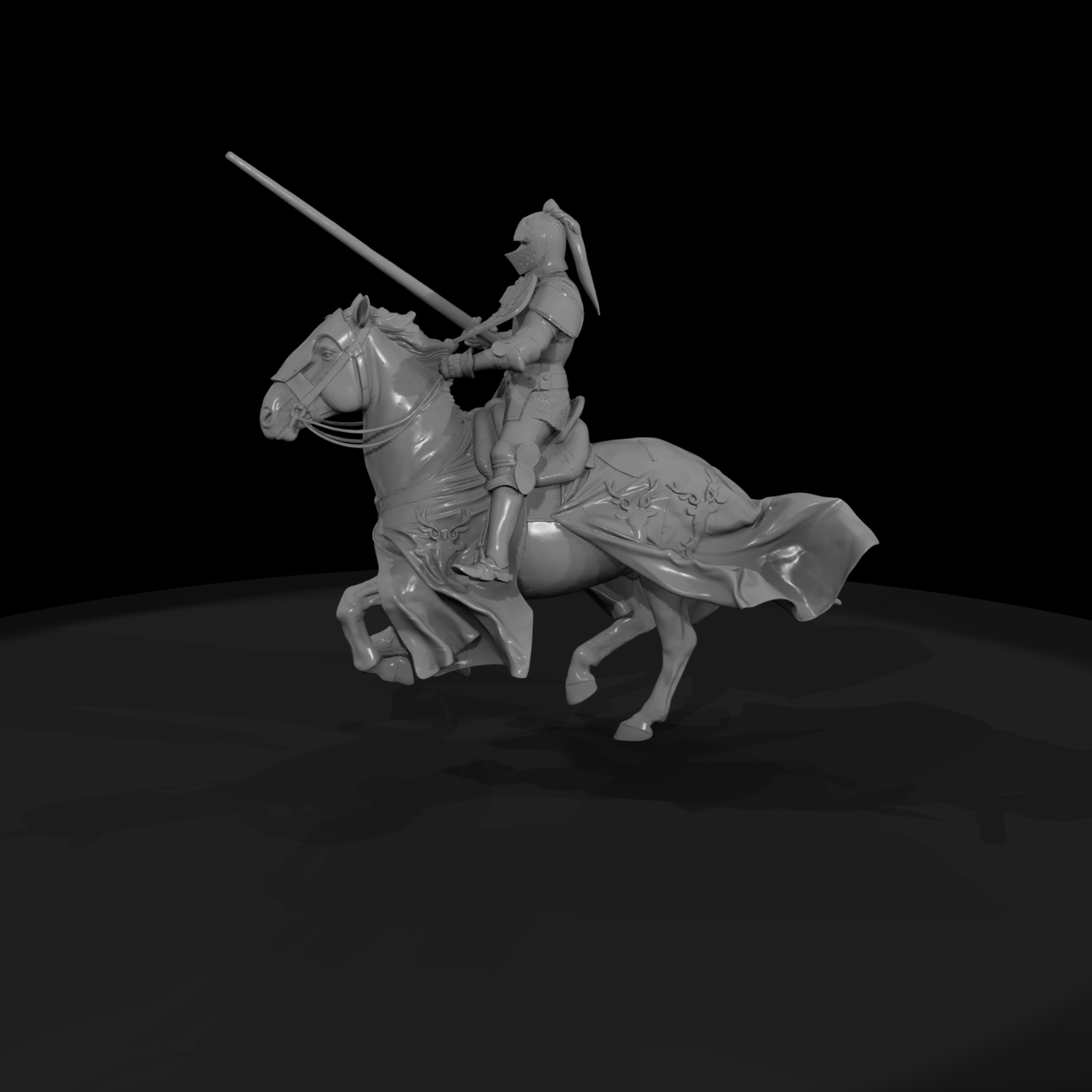 Mounted Medieval Knight with Lance