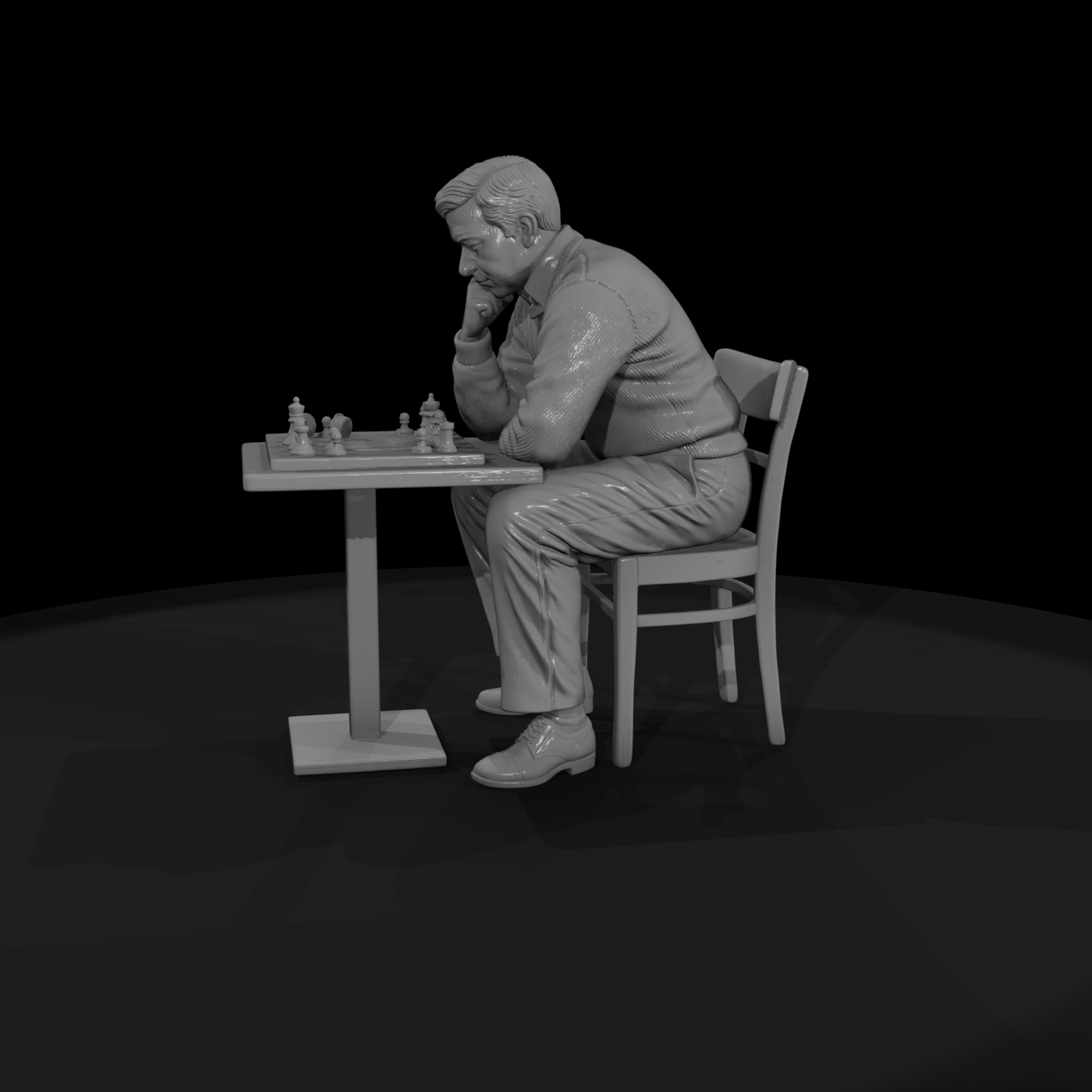 Seated Chess Player in Thought
