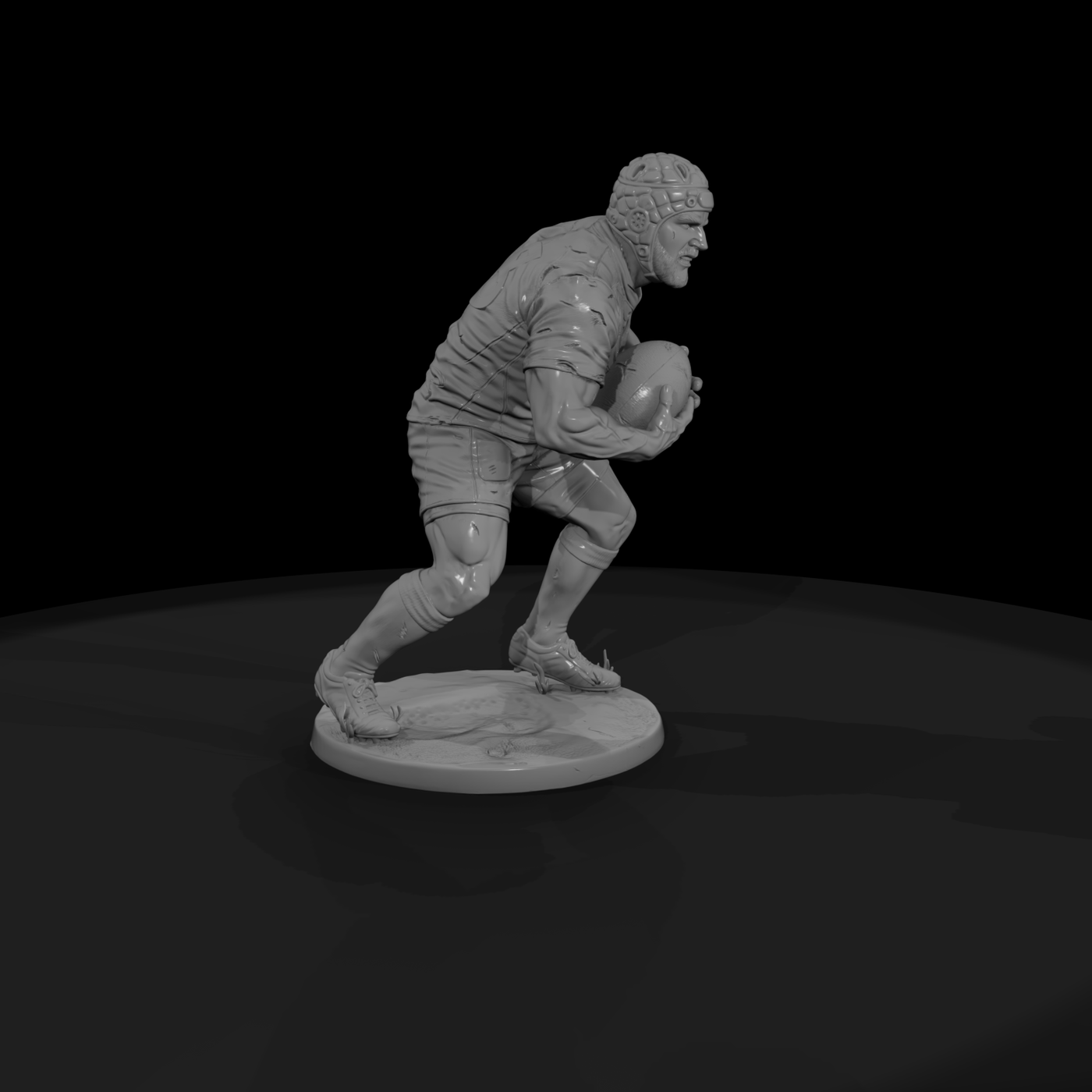 Rugby Forward Charging with the Ball