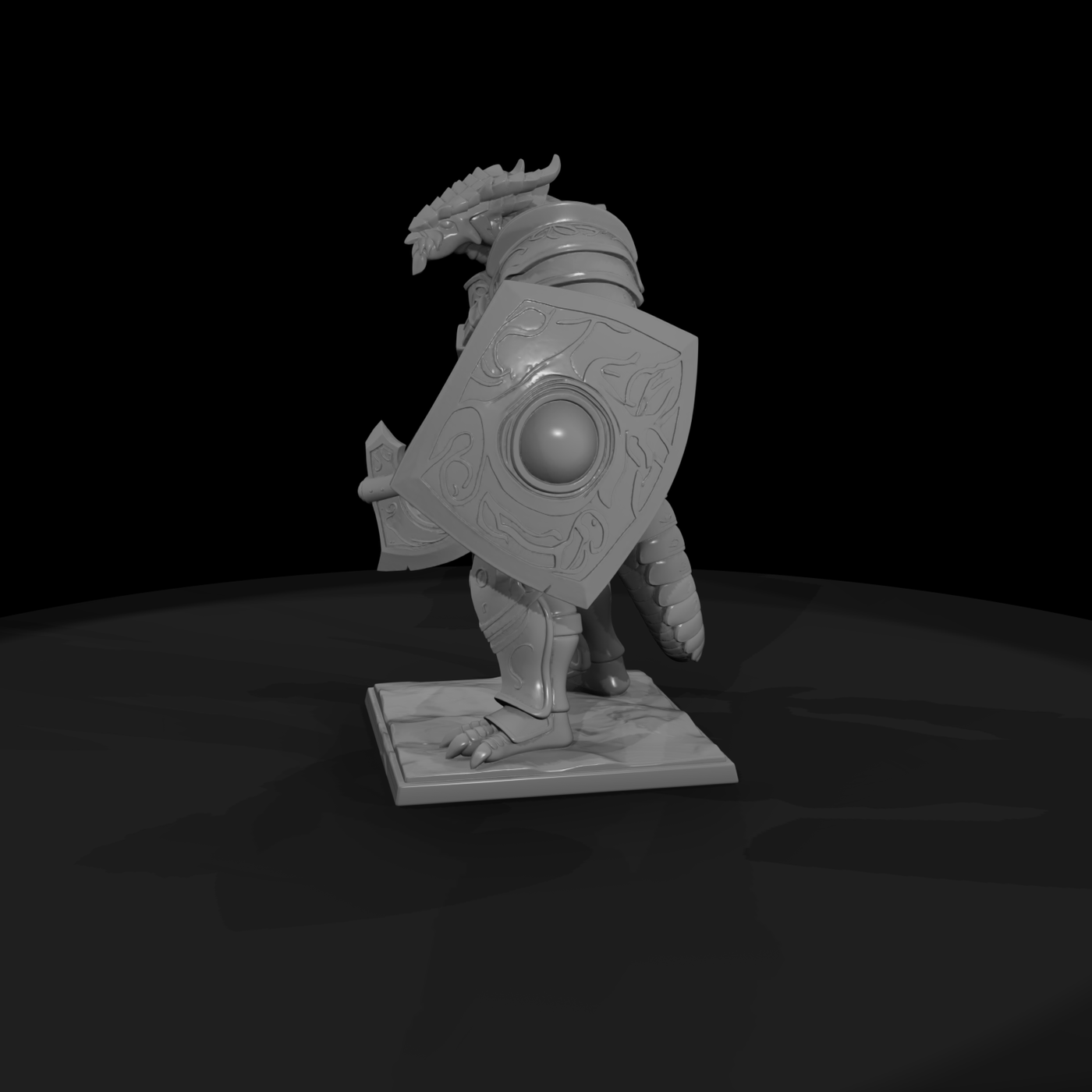Stylized 3D Armored Dragonborn Warrior Miniature H