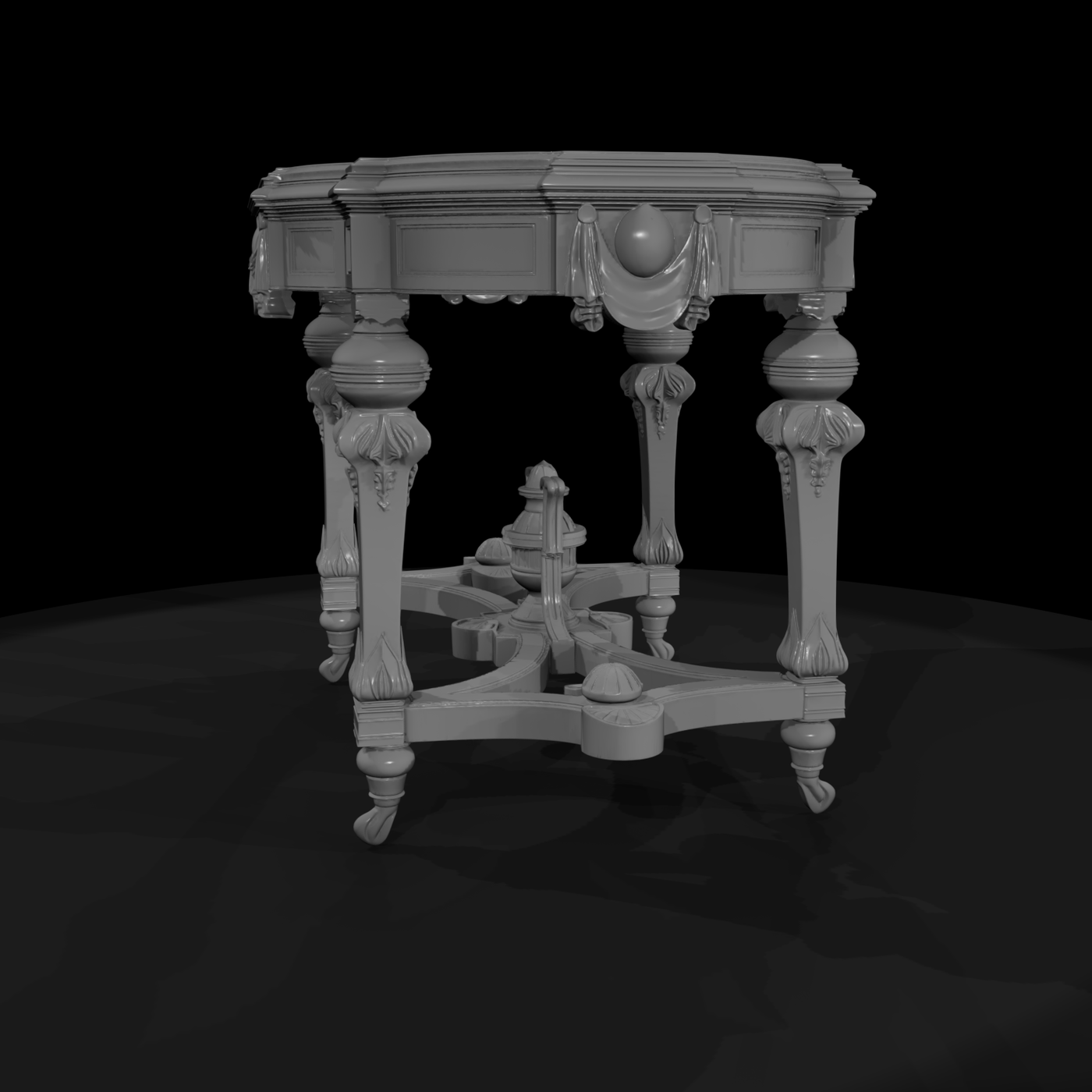 Ornate Neoclassical Carved Accent Side Table 6Avek