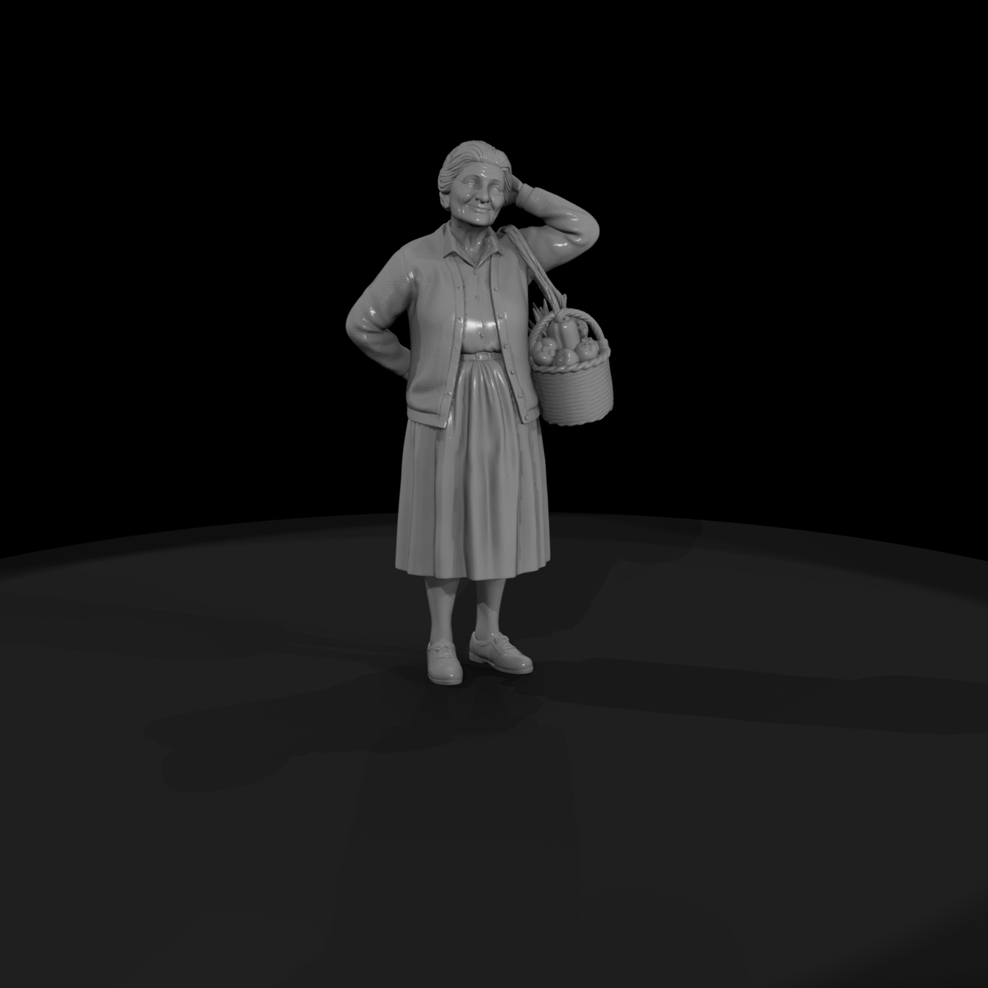 0152 Elderly Grandmother Vegetable Basket