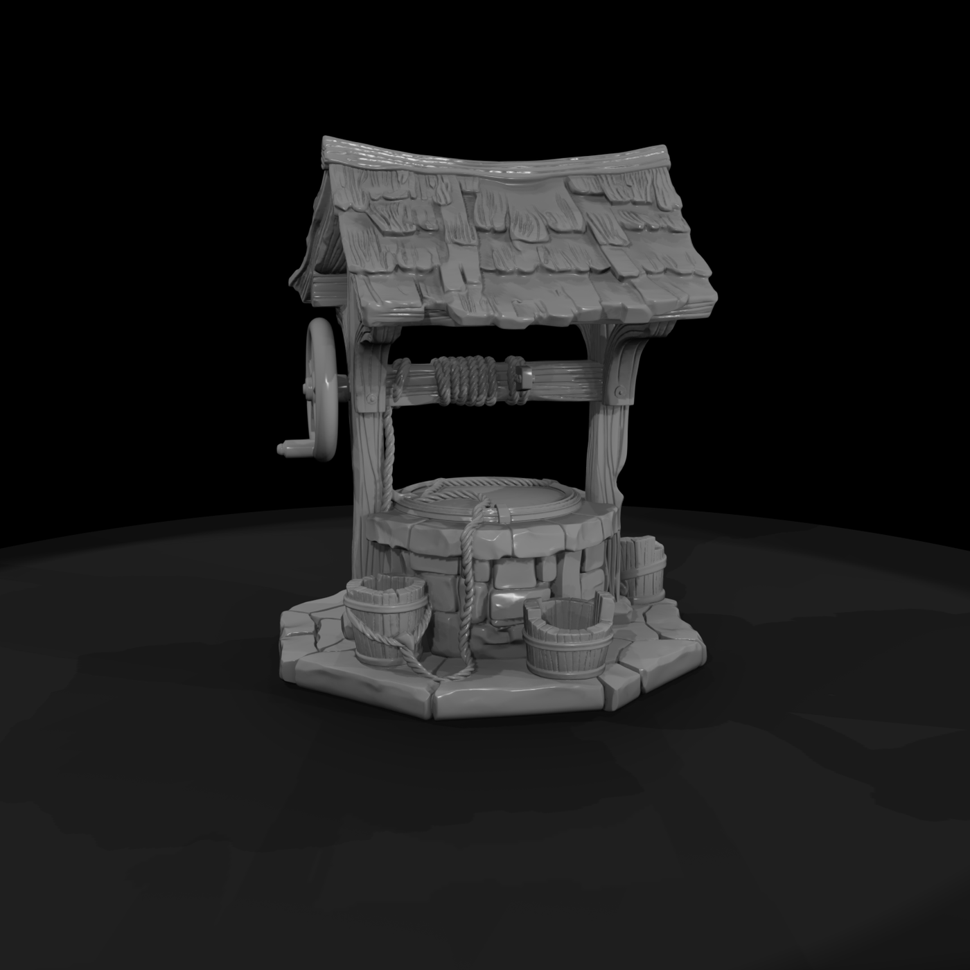 Stylized Rustic Medieval Wishing Well