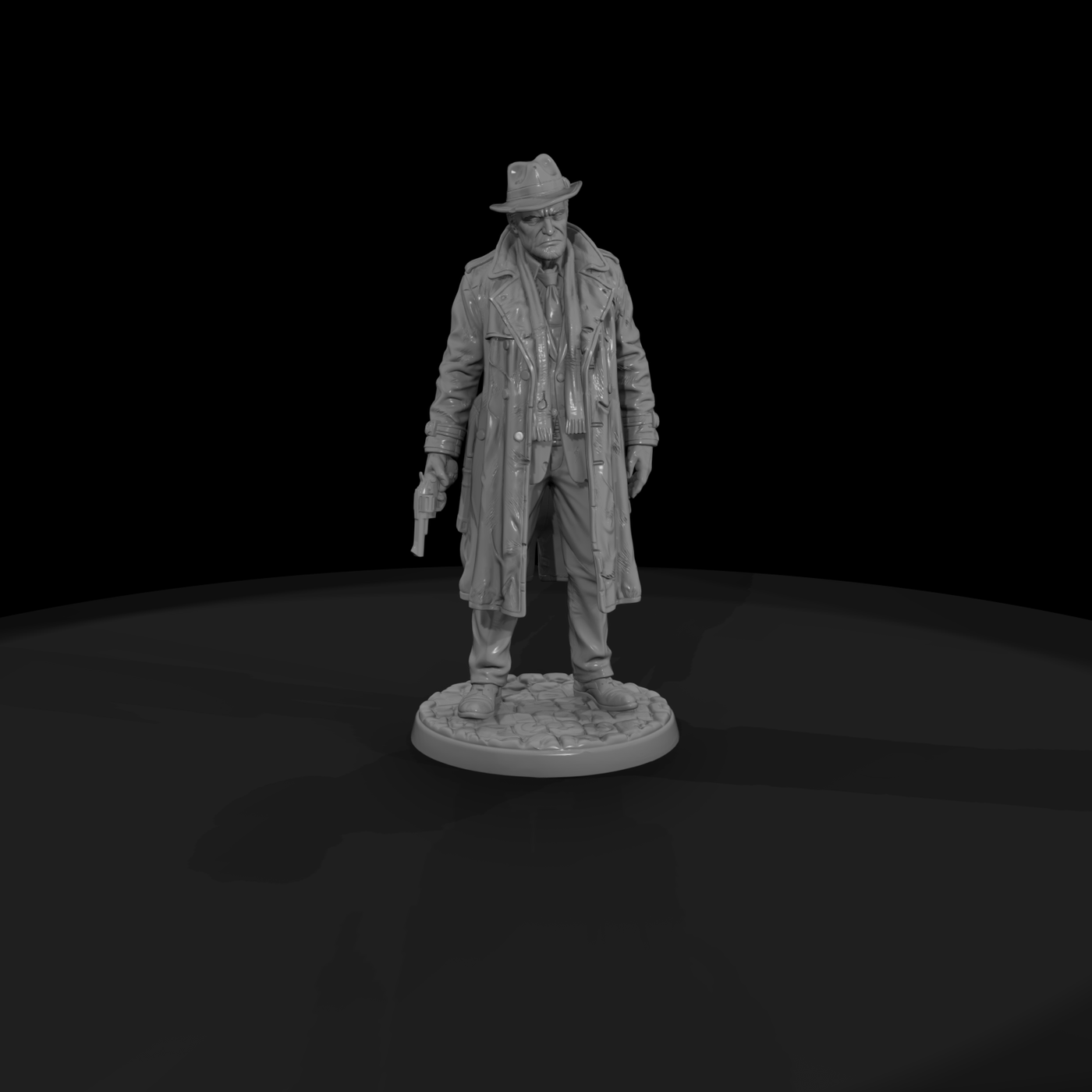 Noir Enforcer in Long Trench Coat