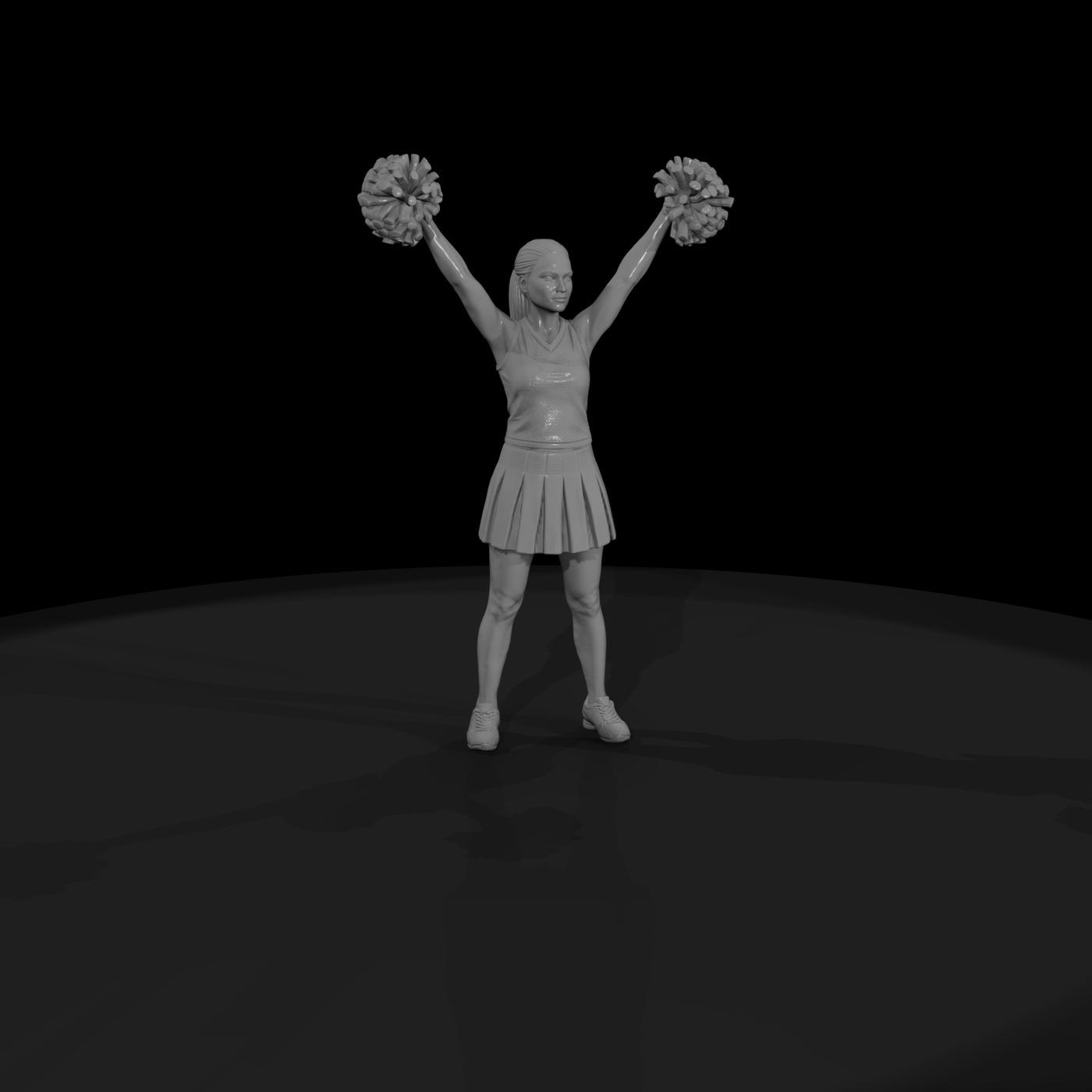 Cheerleader with Raised Pom-Poms