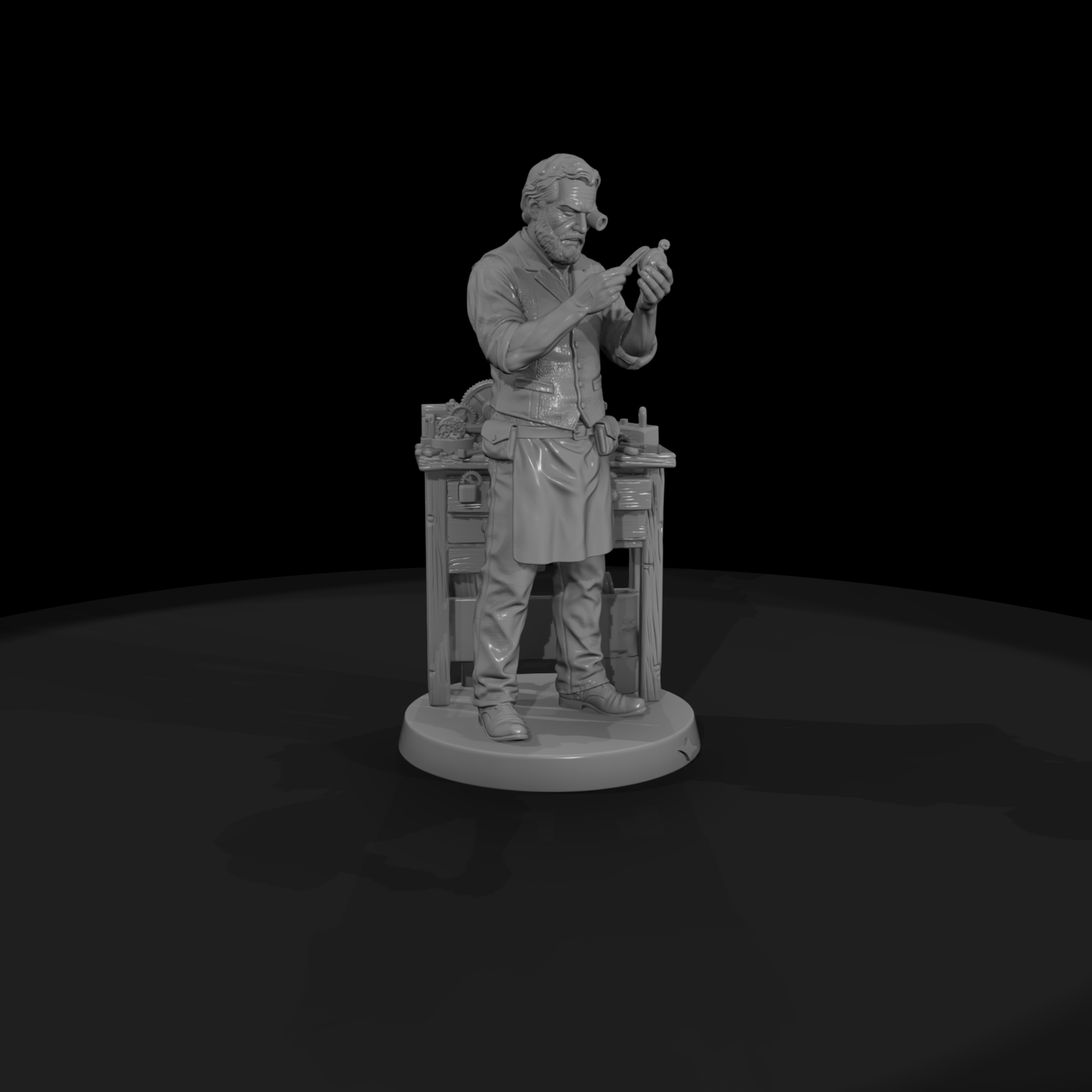 Old West Watchmaker at His Bench