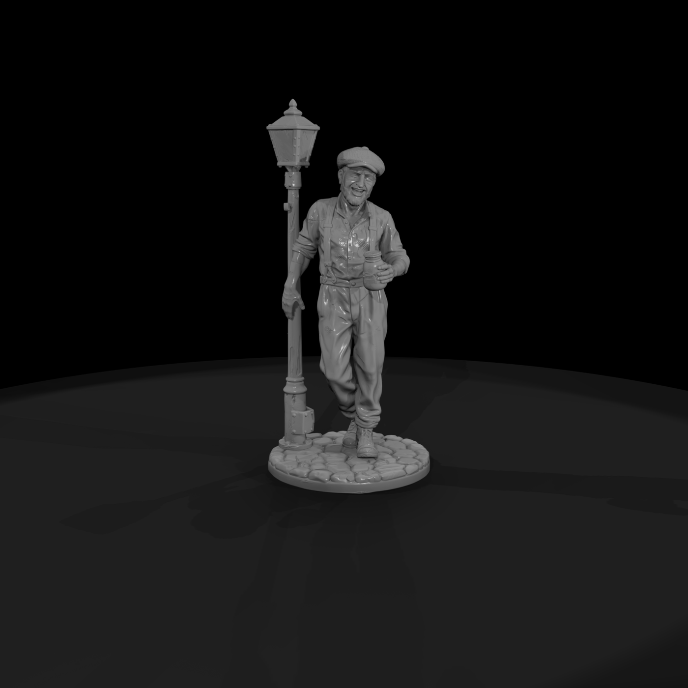 1920s Tippler Leaning on Lamp Post