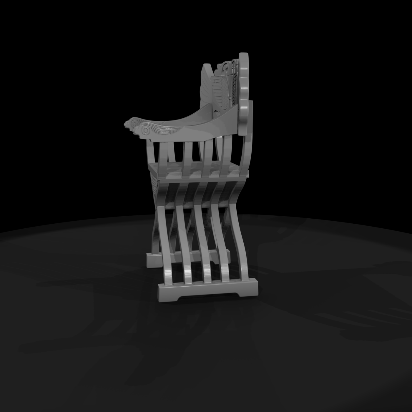 Medieval carved winged armchair