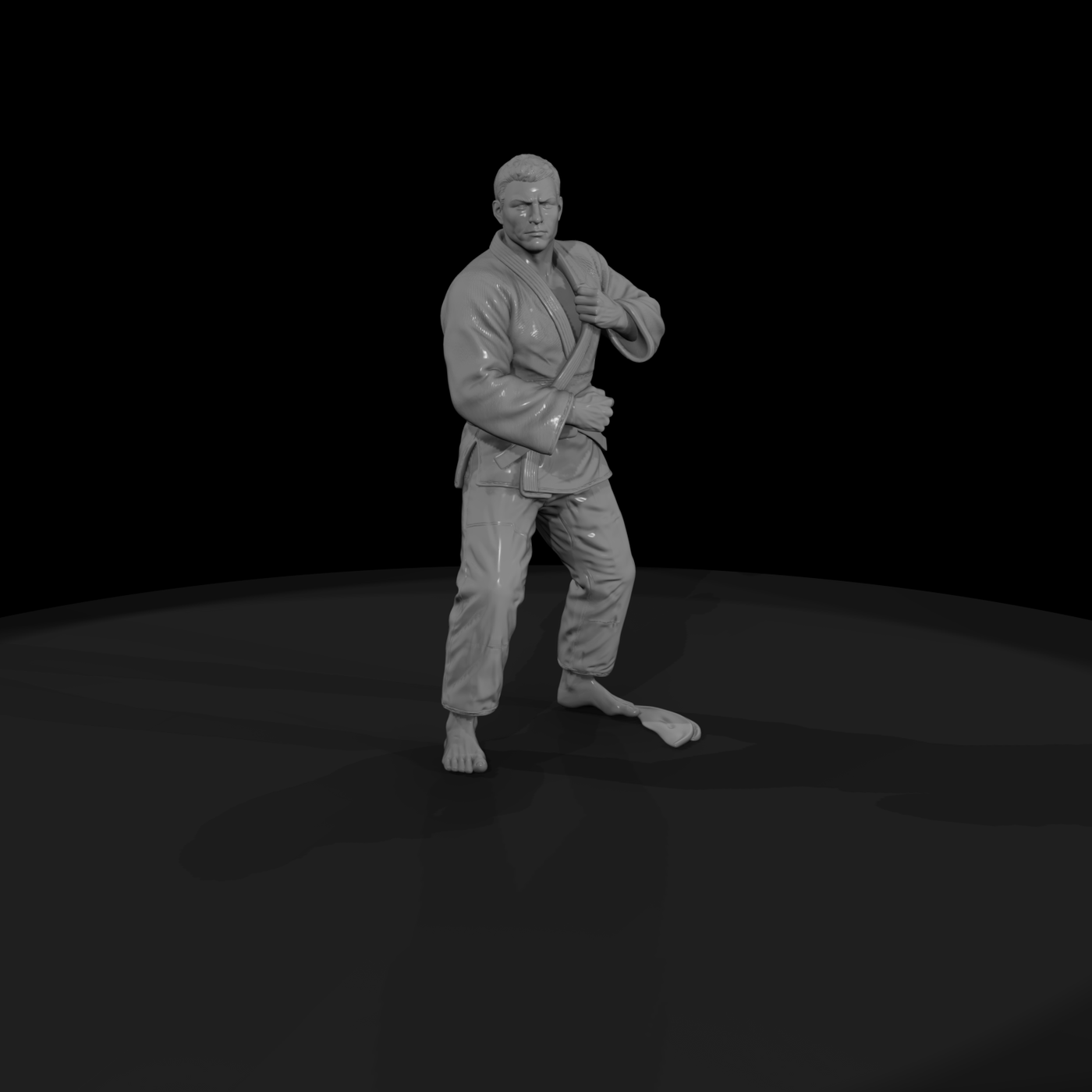 Judo Fighter Setting Up a Throw