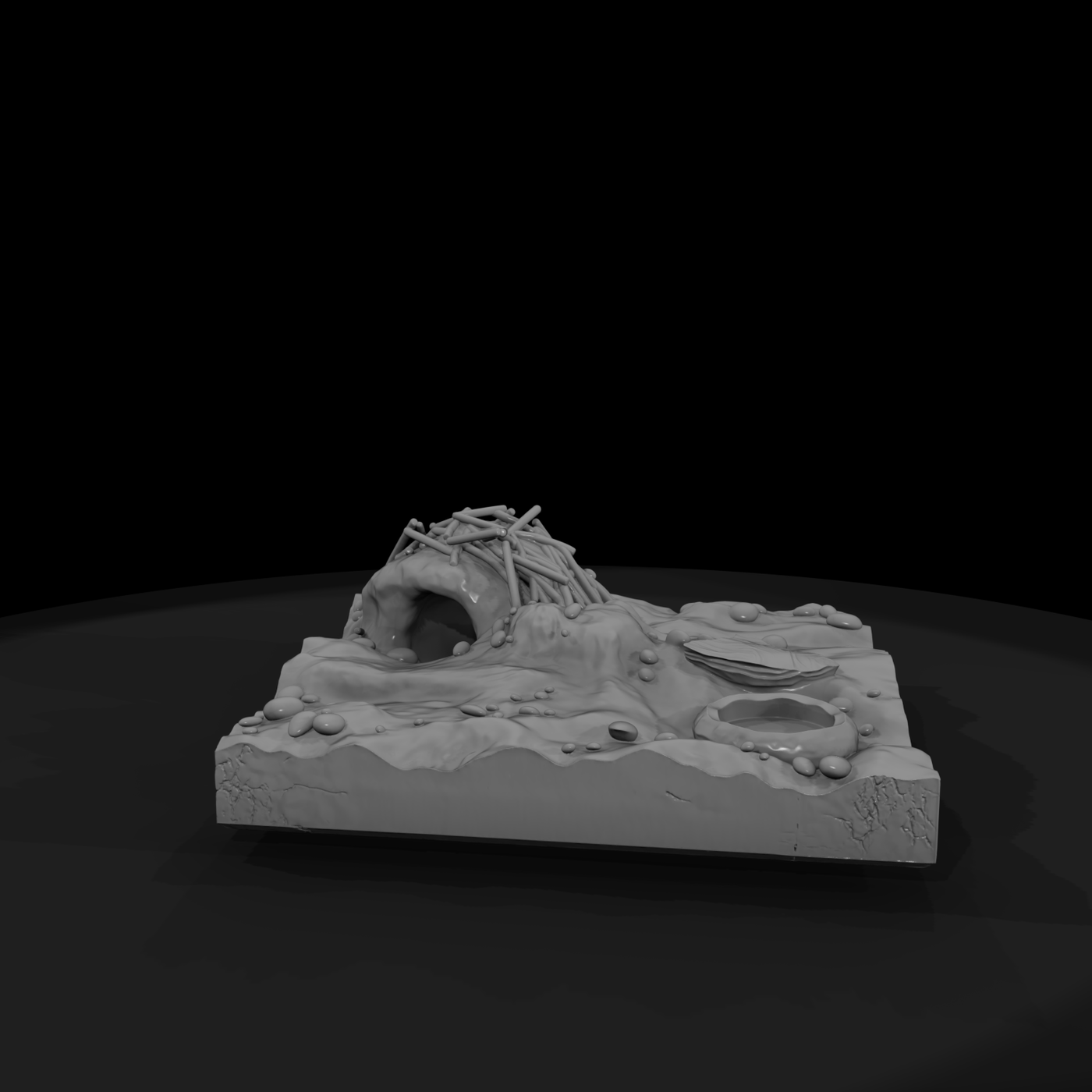 Forest Terrain Base with Animal Burrow