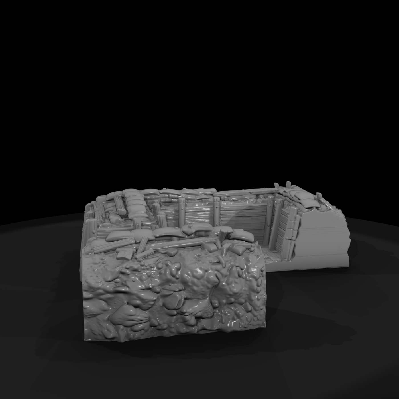 Sandbagged Trench Corner Section