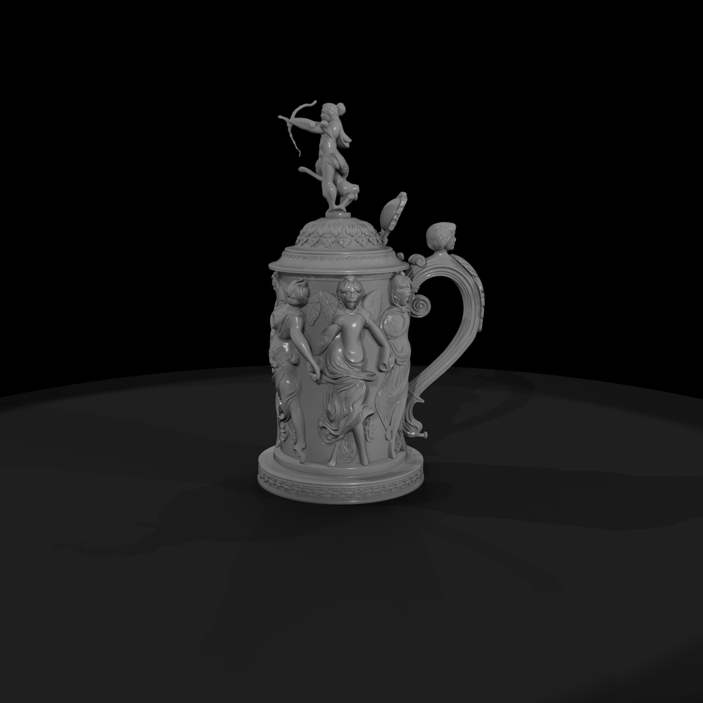 Neoclassical figural beer stein — decorative tankard