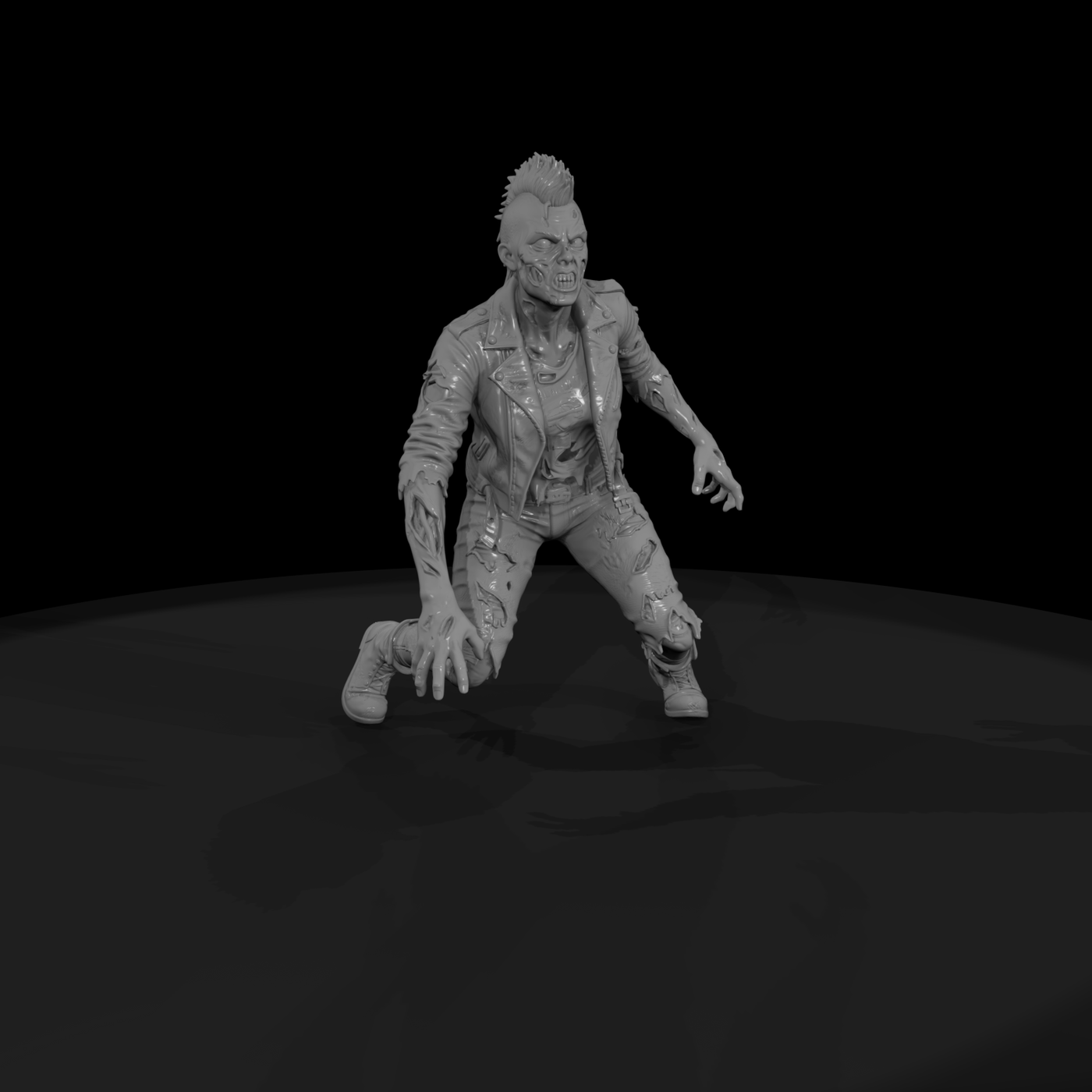 Punk Zombie with Blue Mohawk