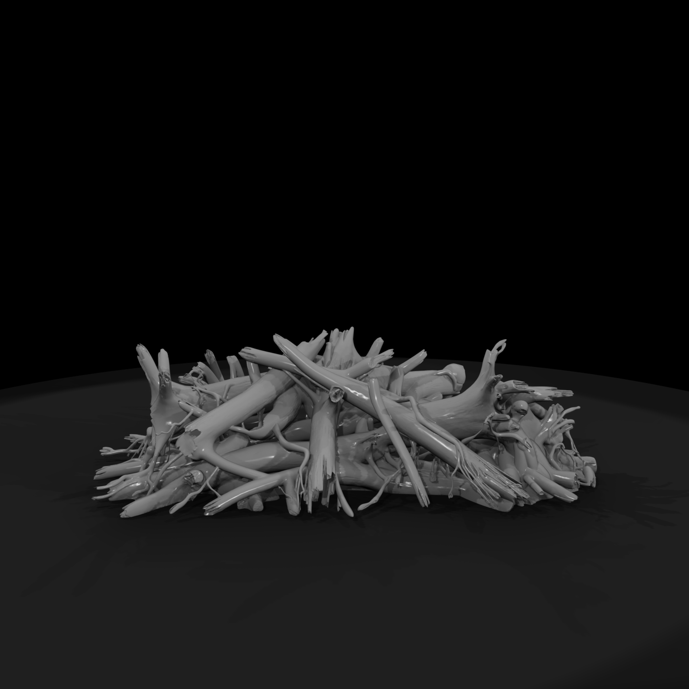 Driftwood Root Pile — Sculpted Scatter