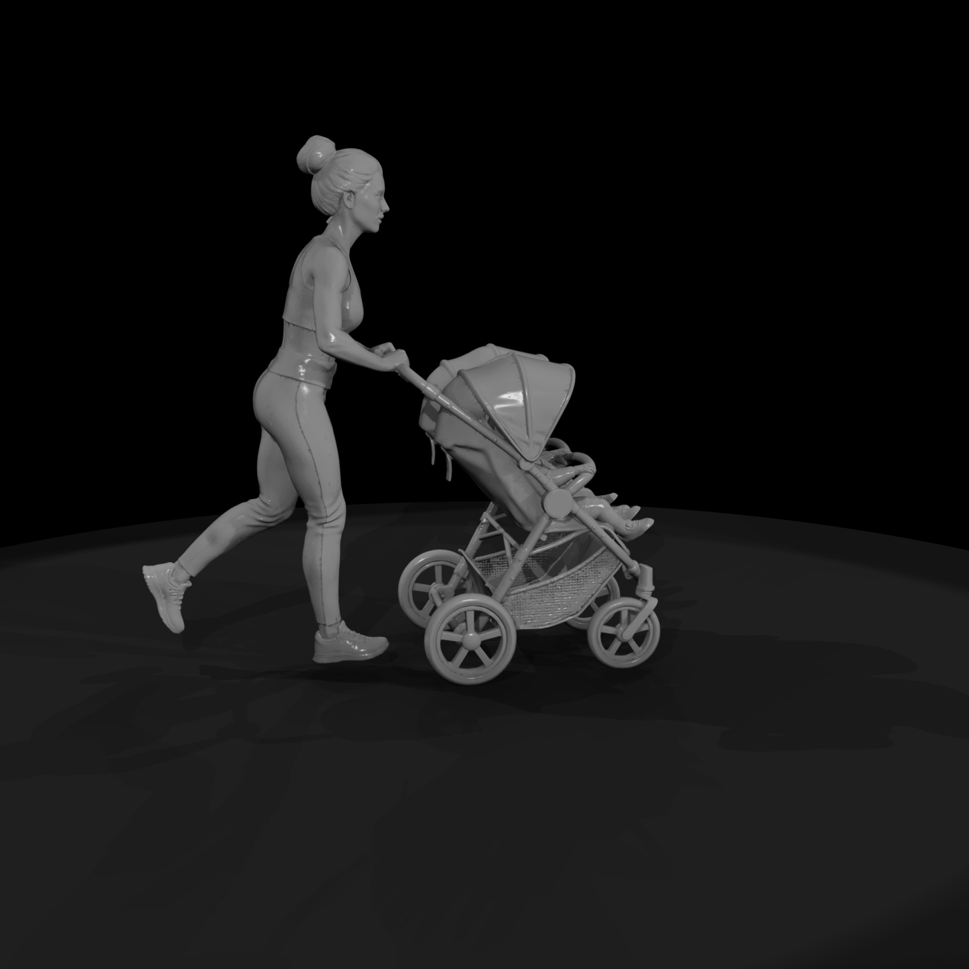 0066 Family Mom Twins Stroller