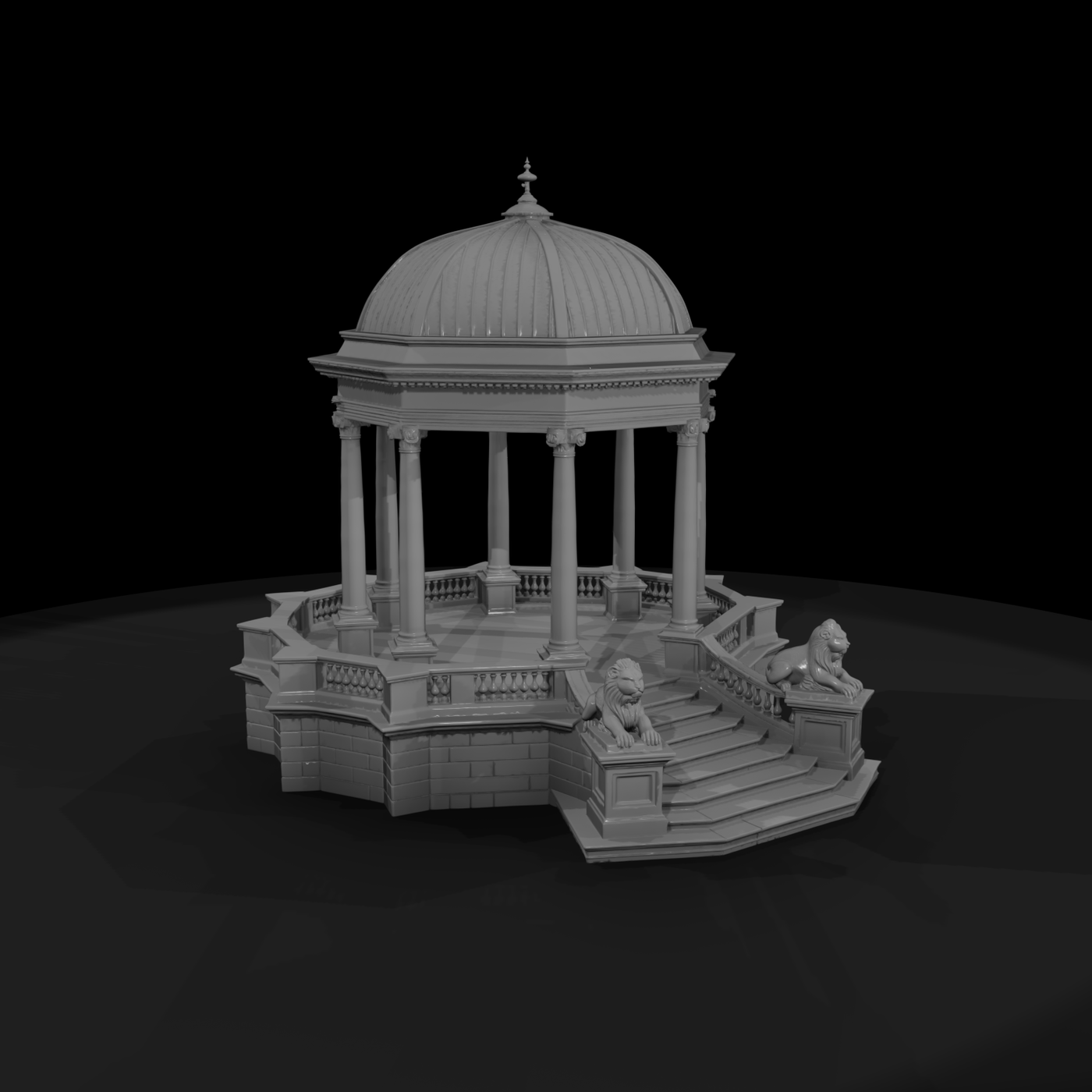 Domed Classical Marble Garden Pavilion